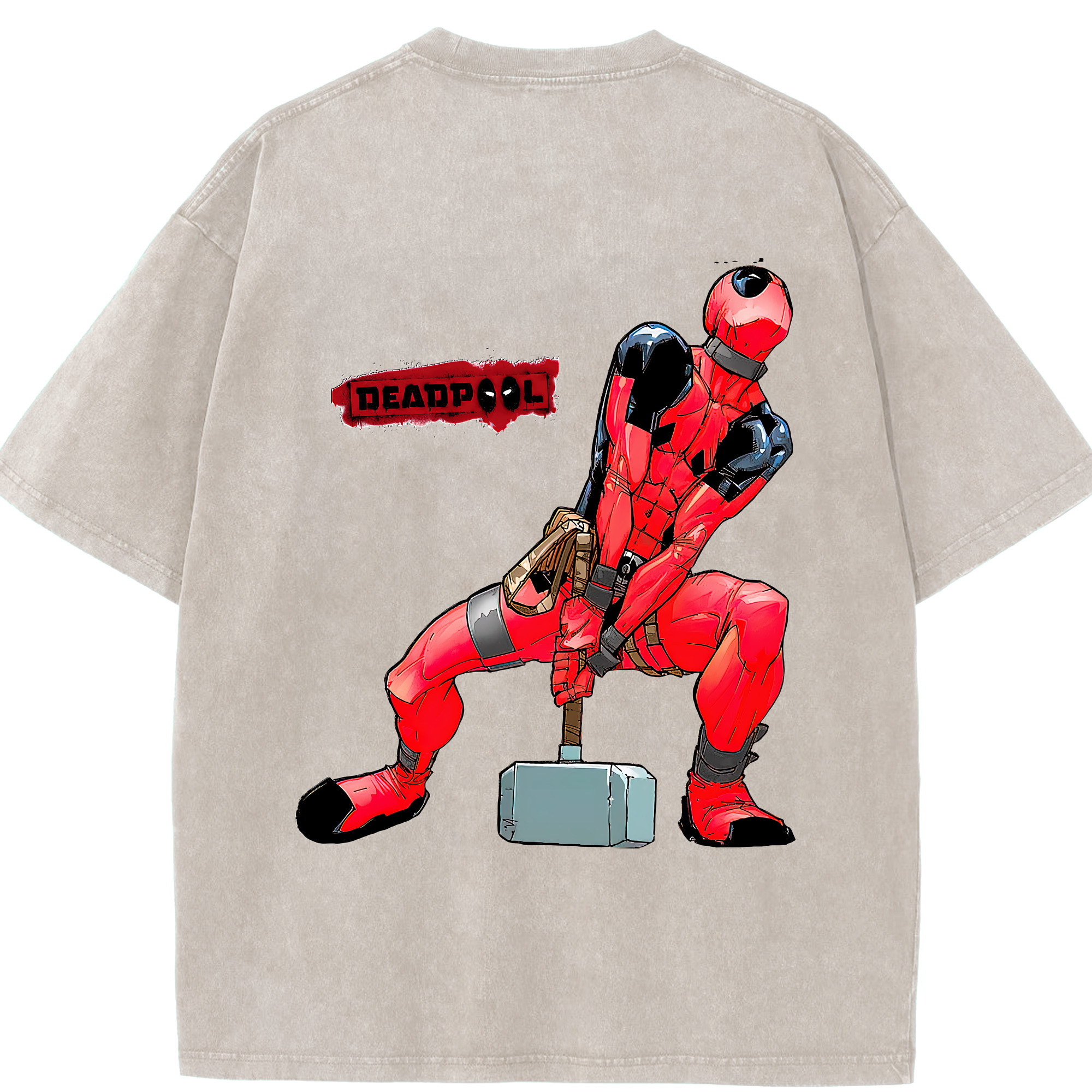 （画像用） Deadpool デッドプール 綿100% ヴィンテージ風 半袖Tシャツ（背面プリント）