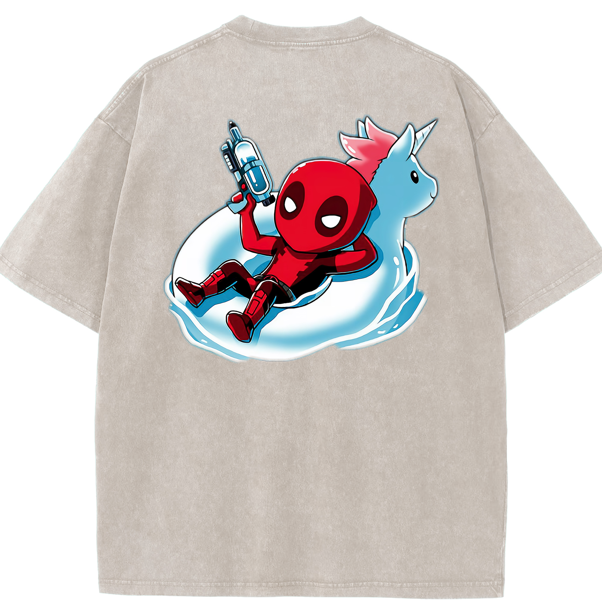 （画像用） Deadpool デッドプール 綿100% ヴィンテージ風 半袖Tシャツ（背面プリント）