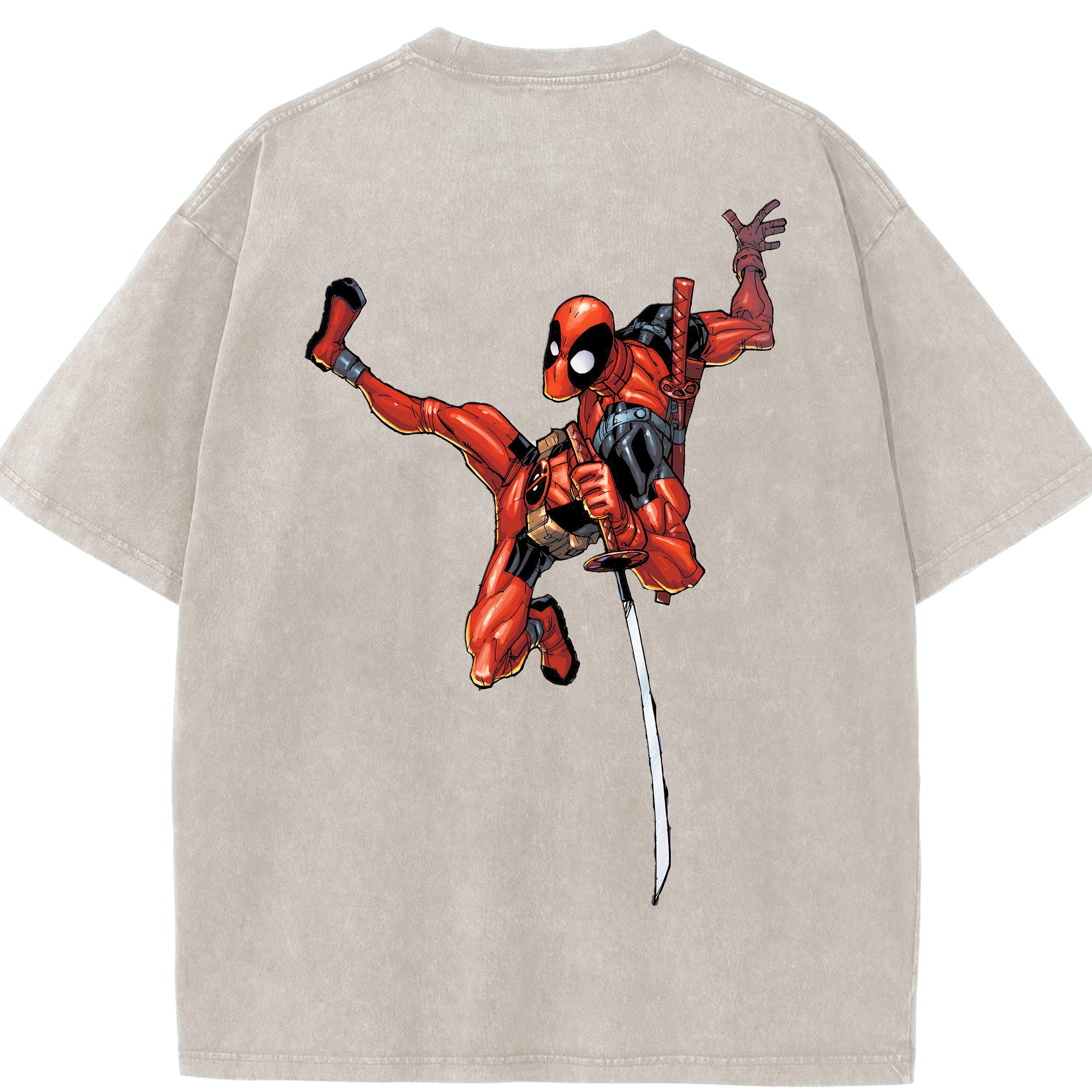 （画像用） Deadpool デッドプール 綿100% ヴィンテージ風 半袖Tシャツ（背面プリント）