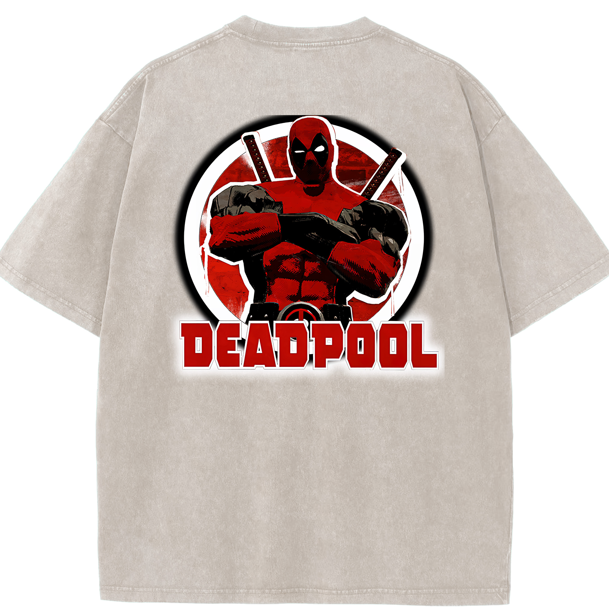 （画像用） Deadpool デッドプール 綿100% ヴィンテージ風 半袖Tシャツ（背面プリント）
