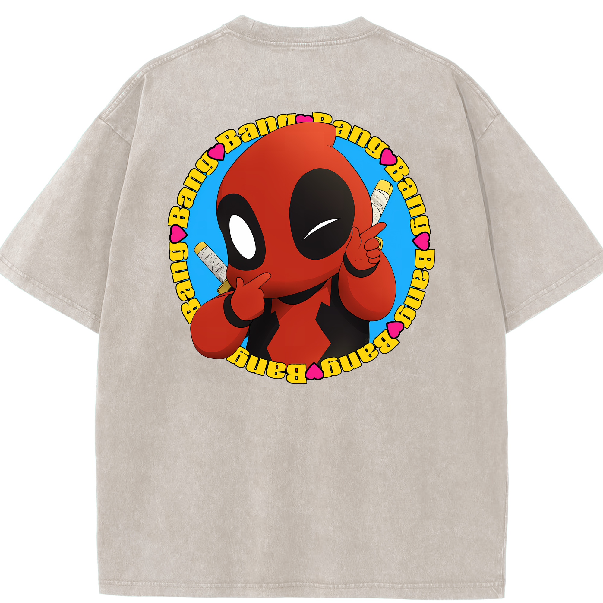 （画像用） Deadpool デッドプール 綿100% ヴィンテージ風 半袖Tシャツ（背面プリント）