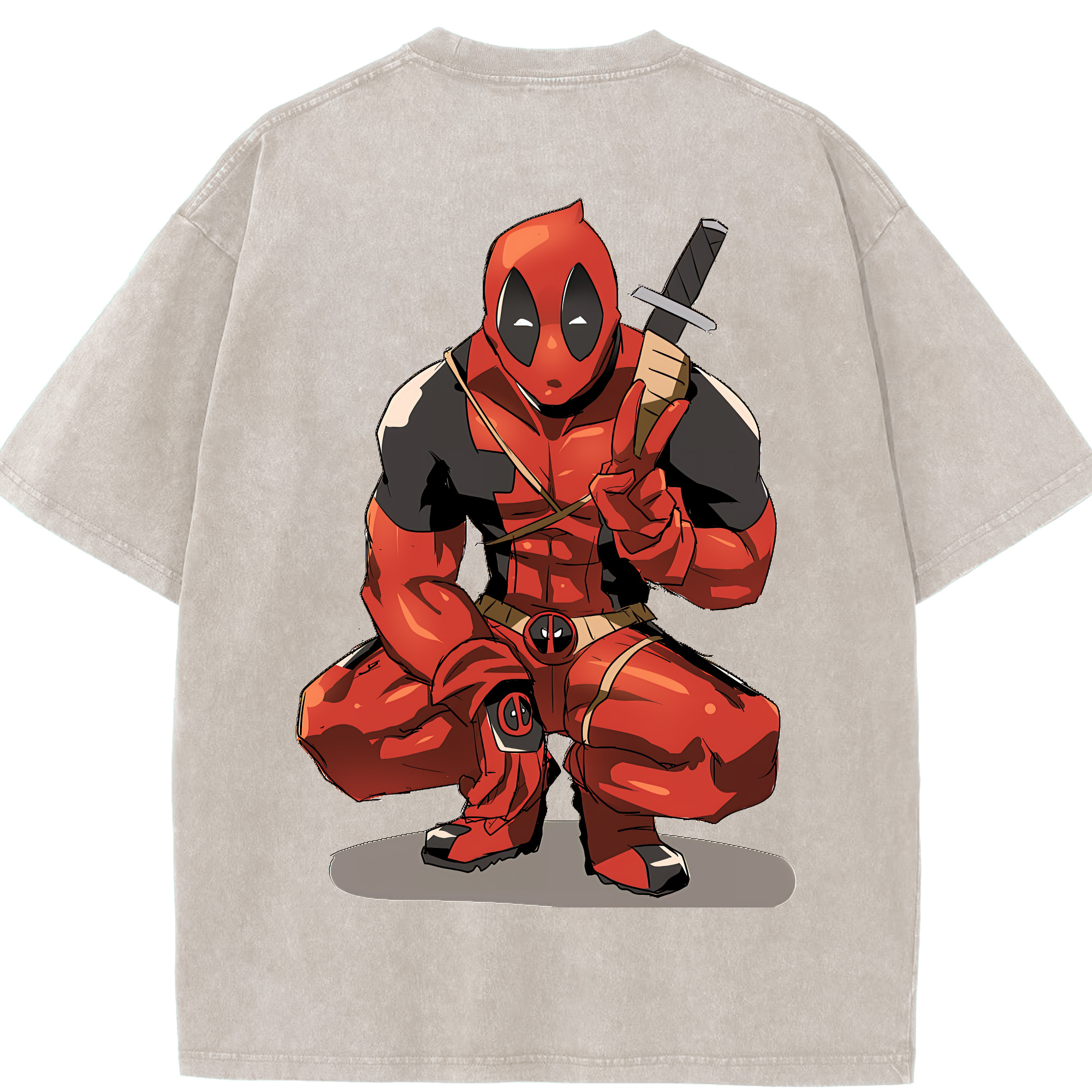 （画像用） Deadpool デッドプール 綿100% ヴィンテージ風 半袖Tシャツ（背面プリント）