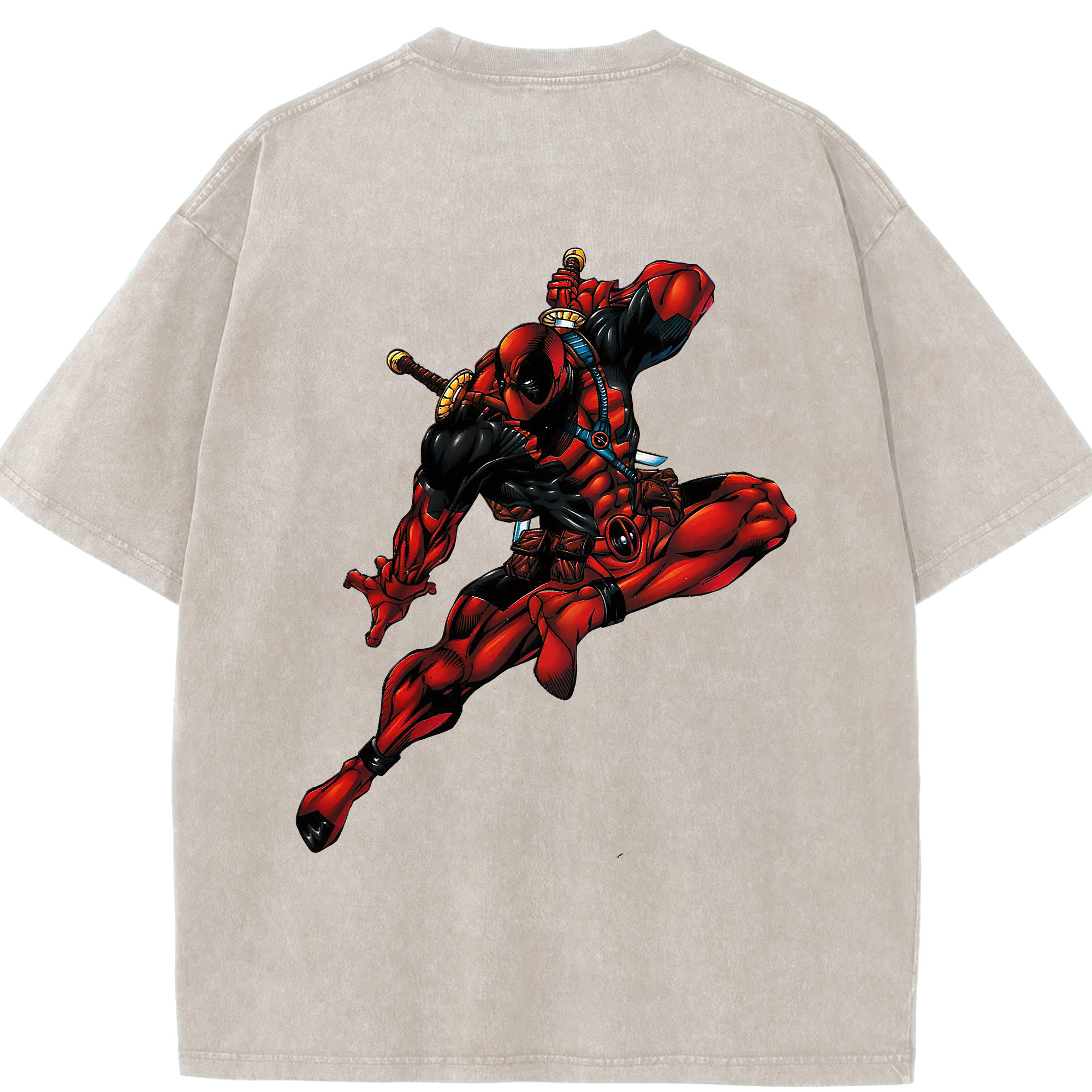 （画像用） Deadpool デッドプール 綿100% ヴィンテージ風 半袖Tシャツ（背面プリント）