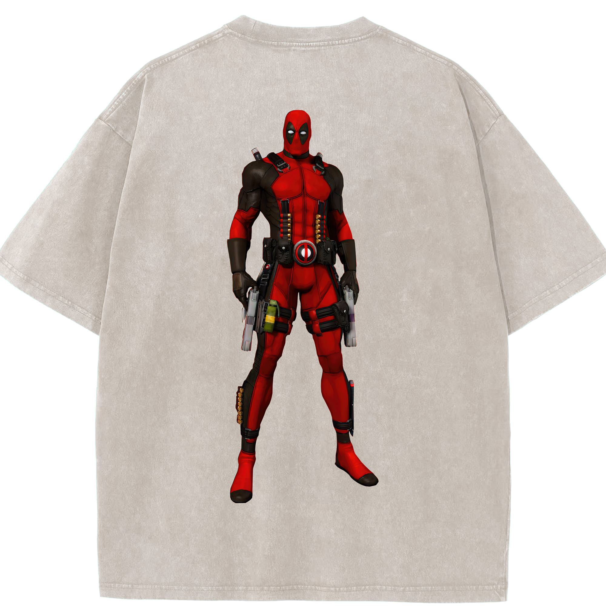 （画像用） Deadpool デッドプール 綿100% ヴィンテージ風 半袖Tシャツ（背面プリント）