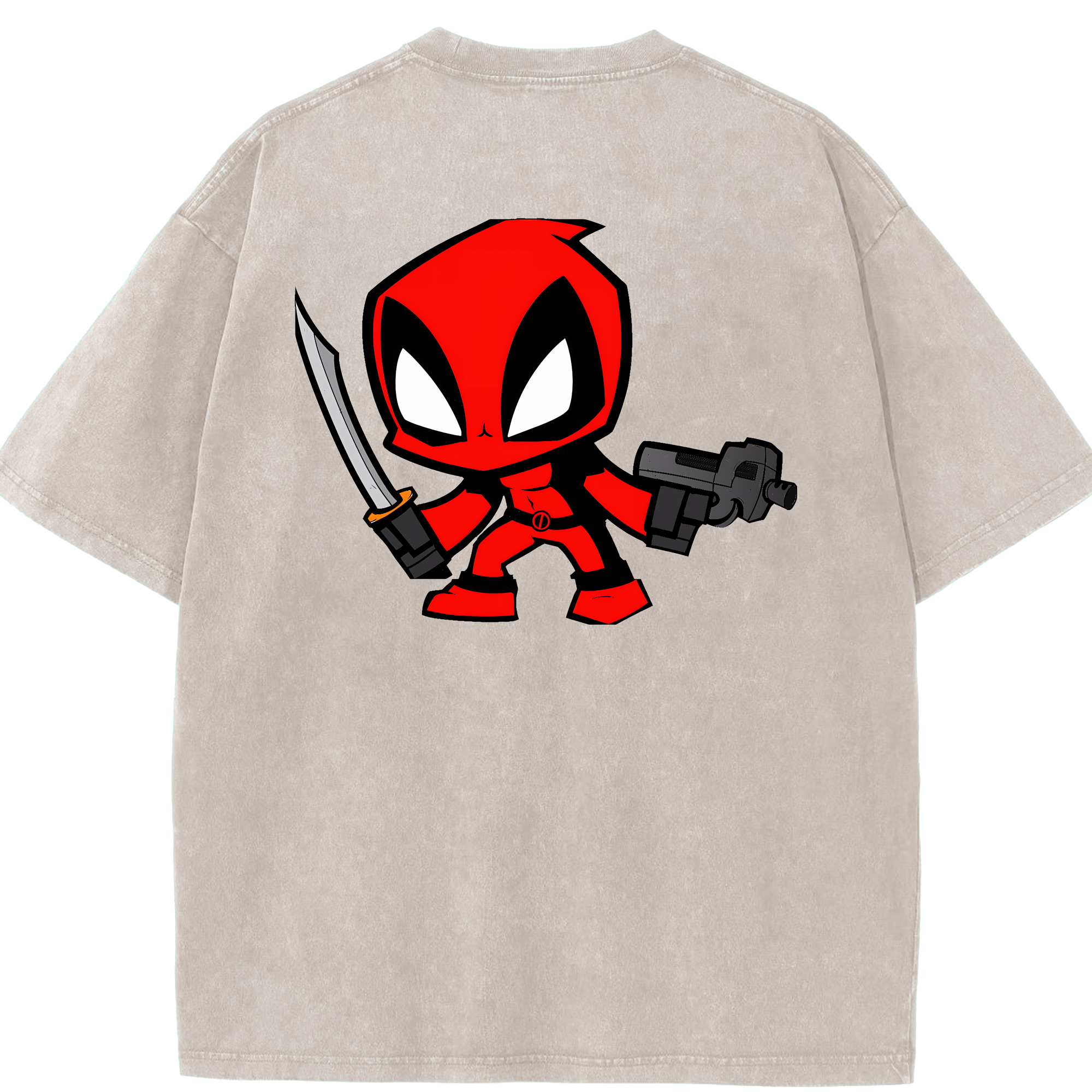 （画像用） Deadpool デッドプール 綿100% ヴィンテージ風 半袖Tシャツ（背面プリント）