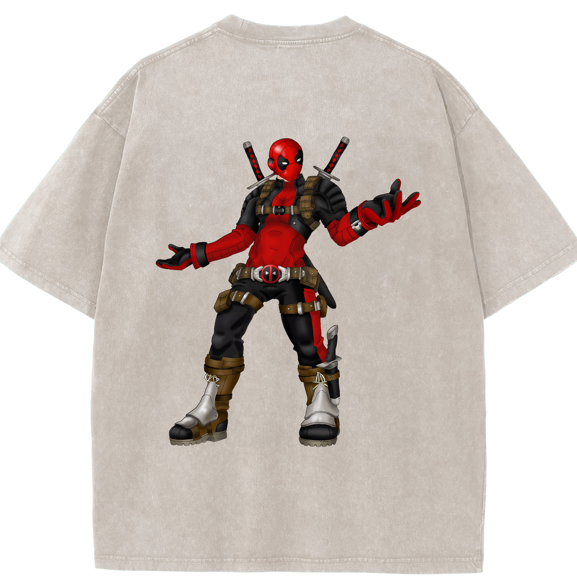 （画像用） Deadpool デッドプール 綿100% ヴィンテージ風 半袖Tシャツ（背面プリント）