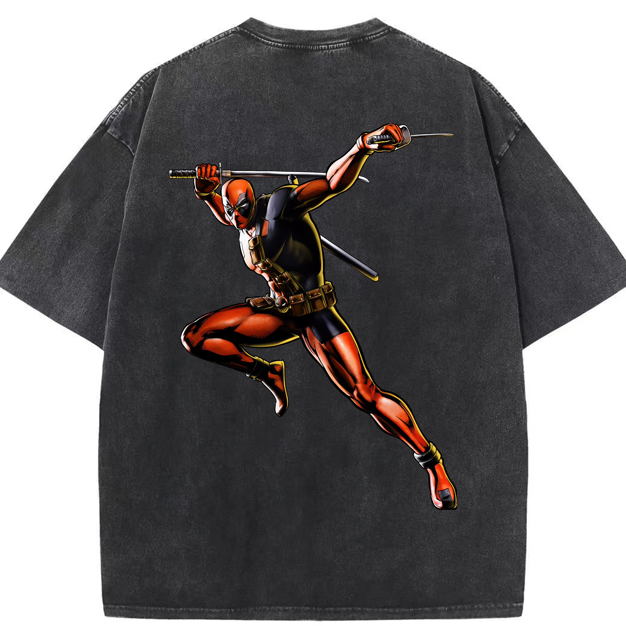 （画像用） Deadpool デッドプール 綿100% ヴィンテージ風 半袖Tシャツ（背面プリント）