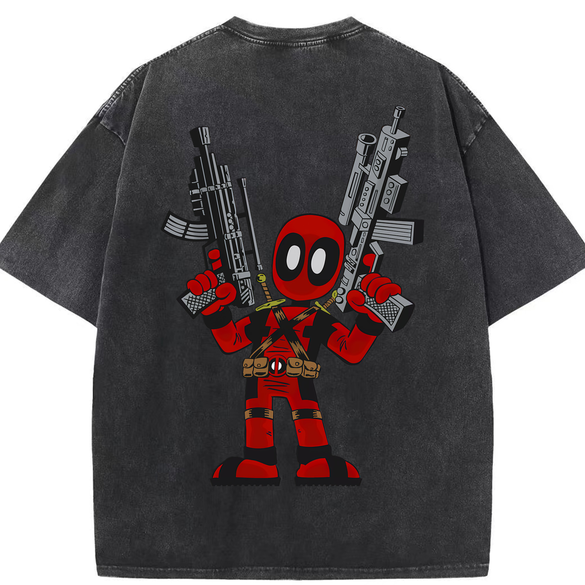 （画像用） Deadpool デッドプール 綿100% ヴィンテージ風 半袖Tシャツ（背面プリント）