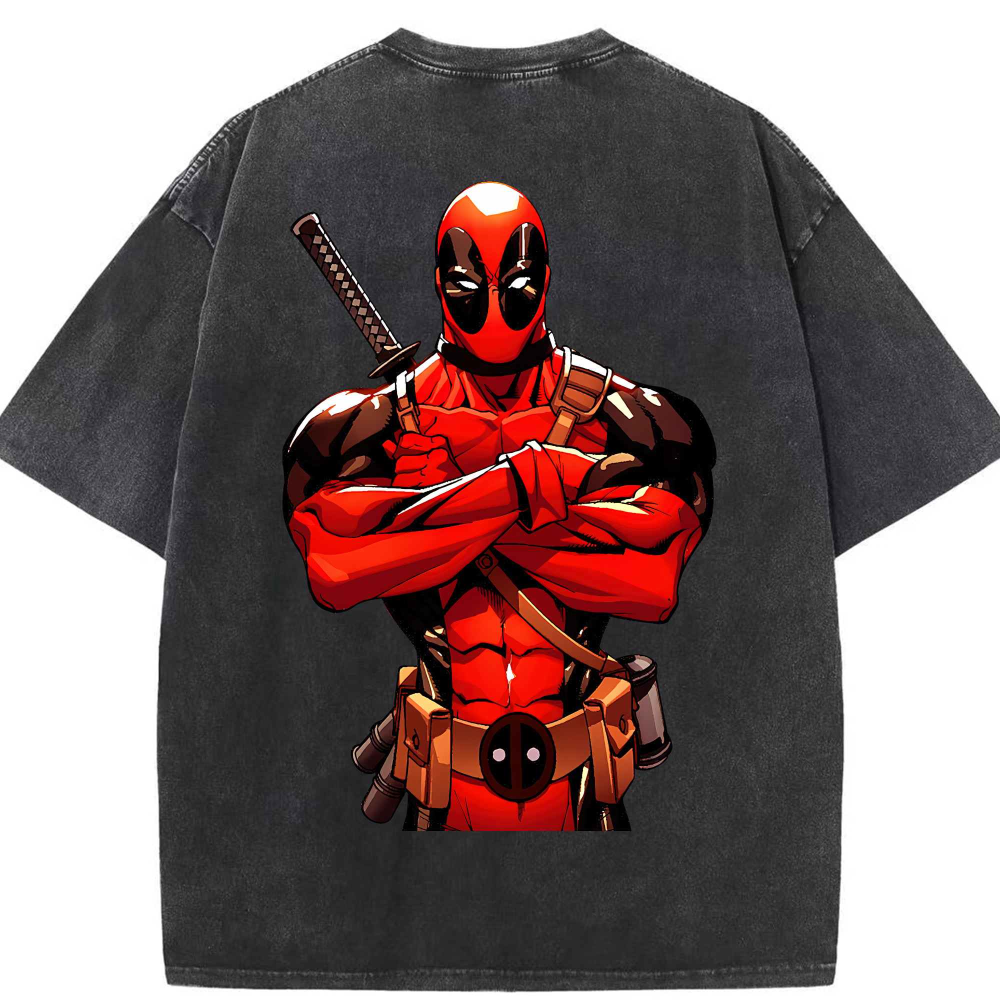 （画像用） Deadpool デッドプール 綿100% ヴィンテージ風 半袖Tシャツ（背面プリント）