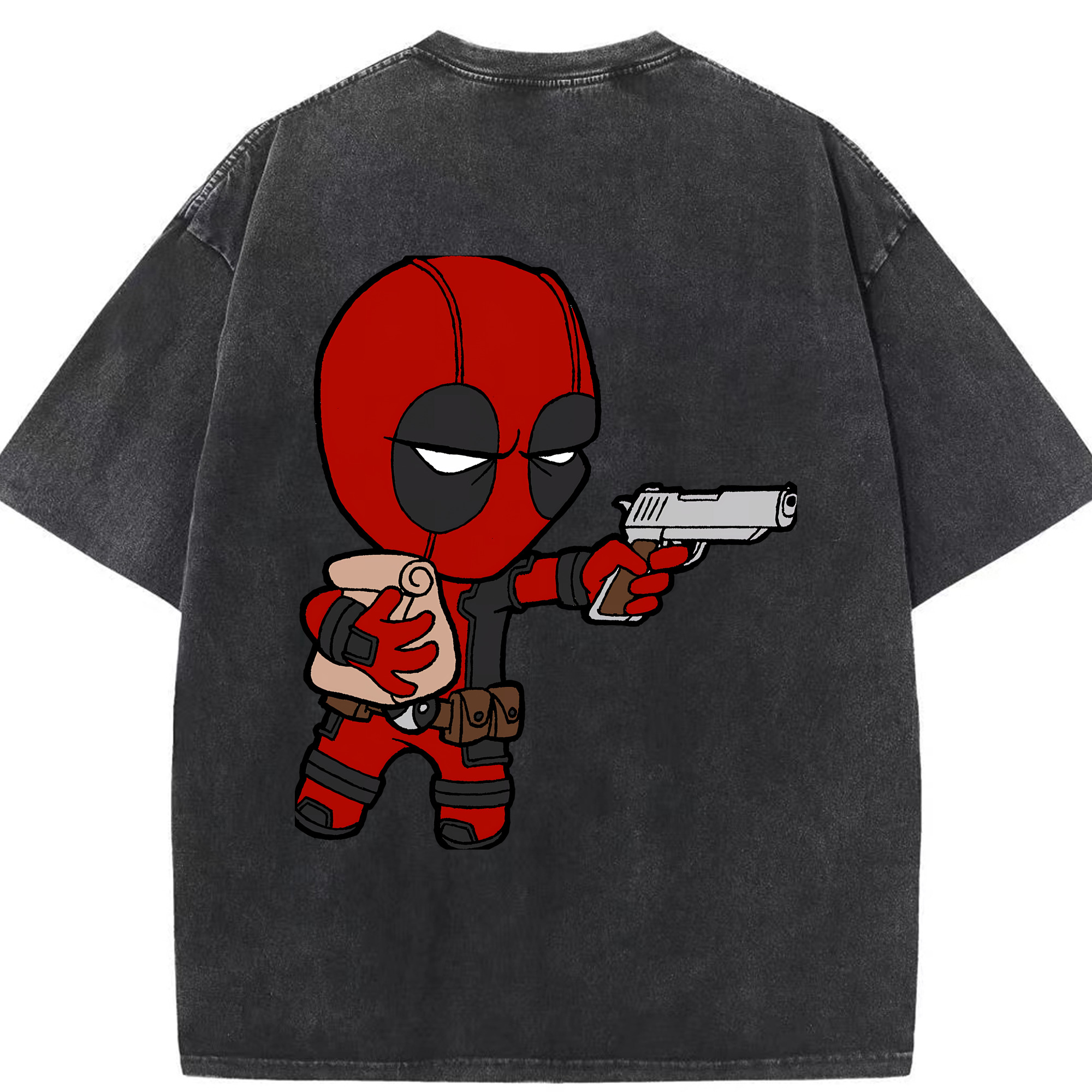 （画像用） Deadpool デッドプール 綿100% ヴィンテージ風 半袖Tシャツ（背面プリント）