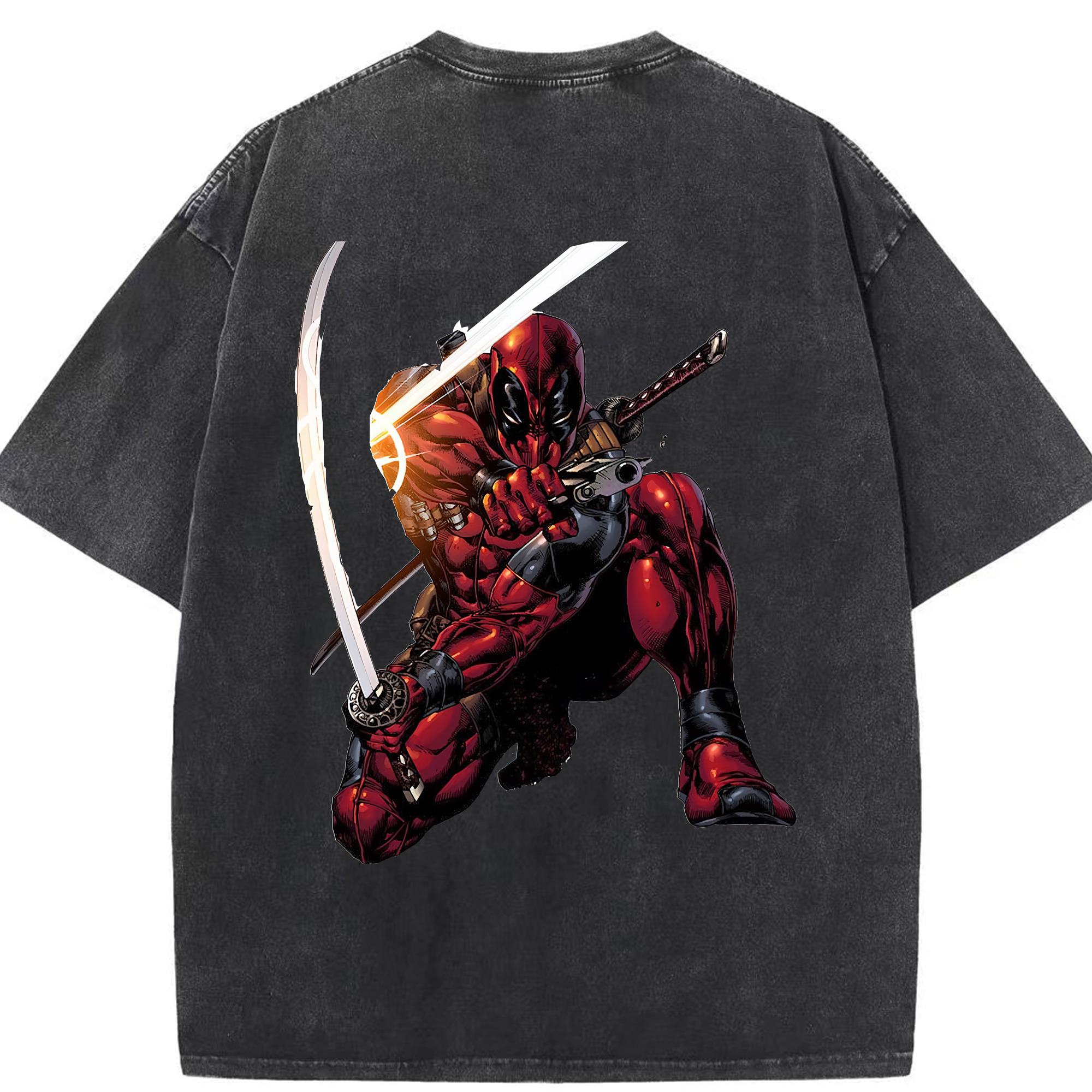 （画像用） Deadpool デッドプール 綿100% ヴィンテージ風 半袖Tシャツ（背面プリント）