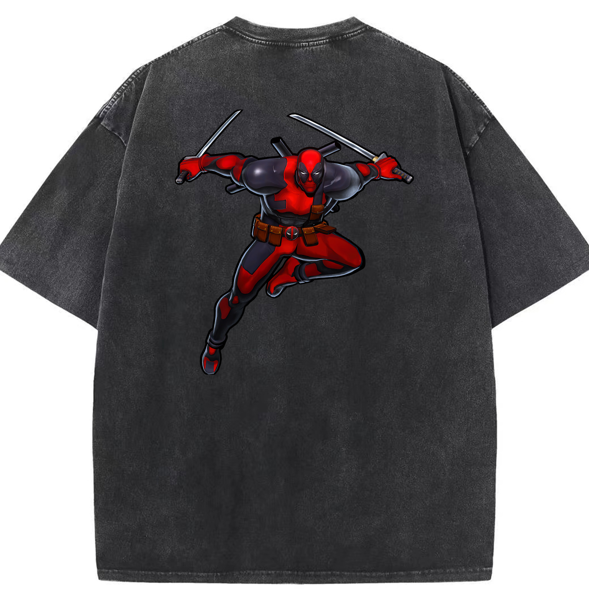 （画像用） Deadpool デッドプール 綿100% ヴィンテージ風 半袖Tシャツ（背面プリント）