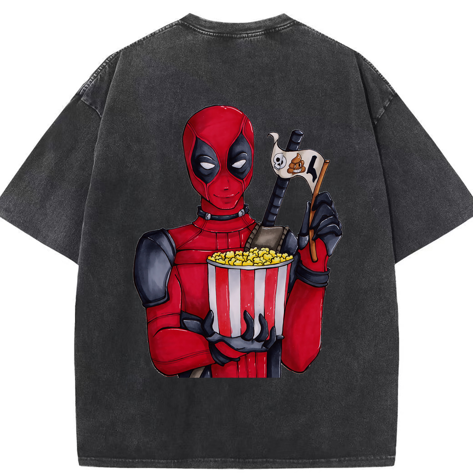 （画像用） Deadpool デッドプール 綿100% ヴィンテージ風 半袖Tシャツ（背面プリント）
