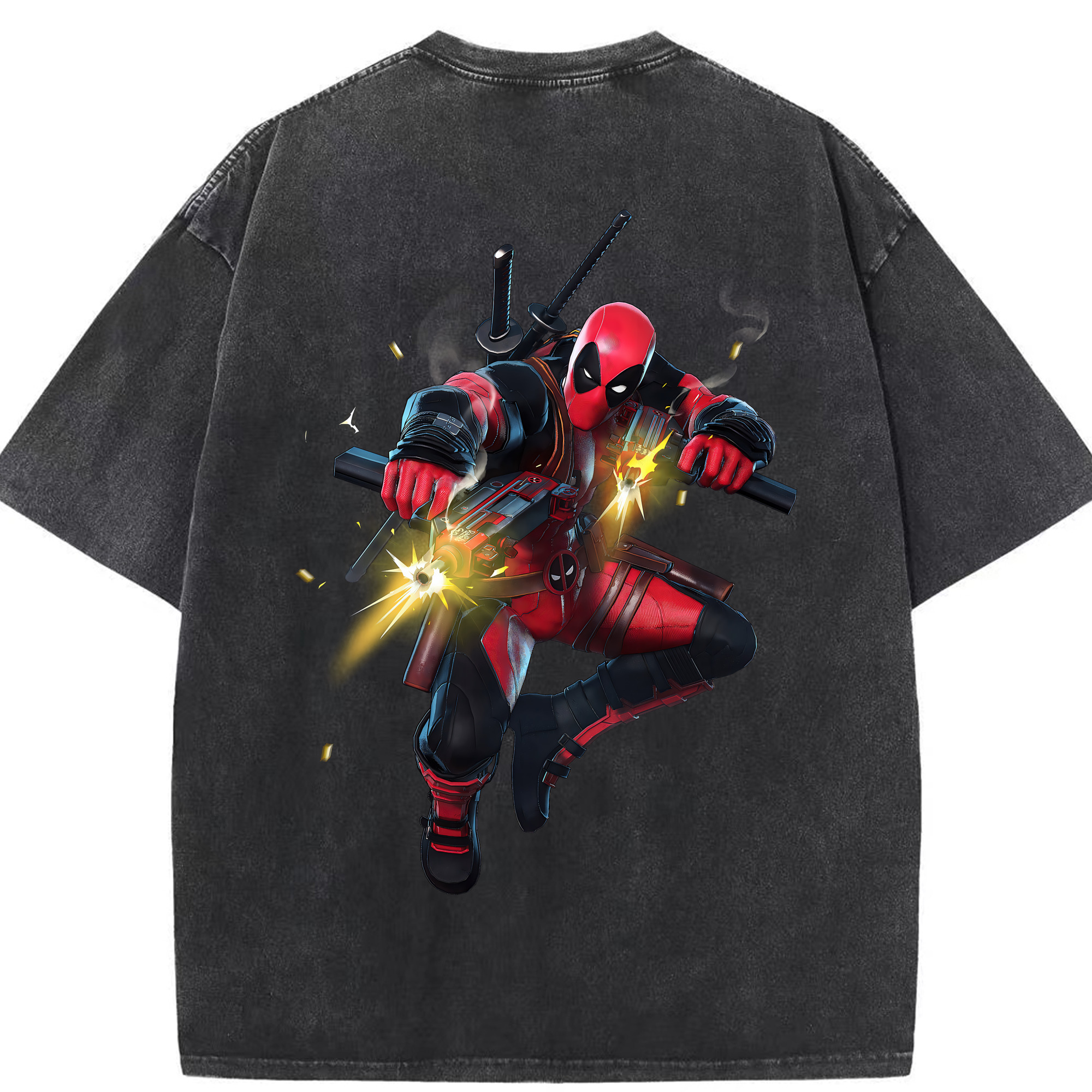 （画像用） Deadpool デッドプール 綿100% ヴィンテージ風 半袖Tシャツ（背面プリント）