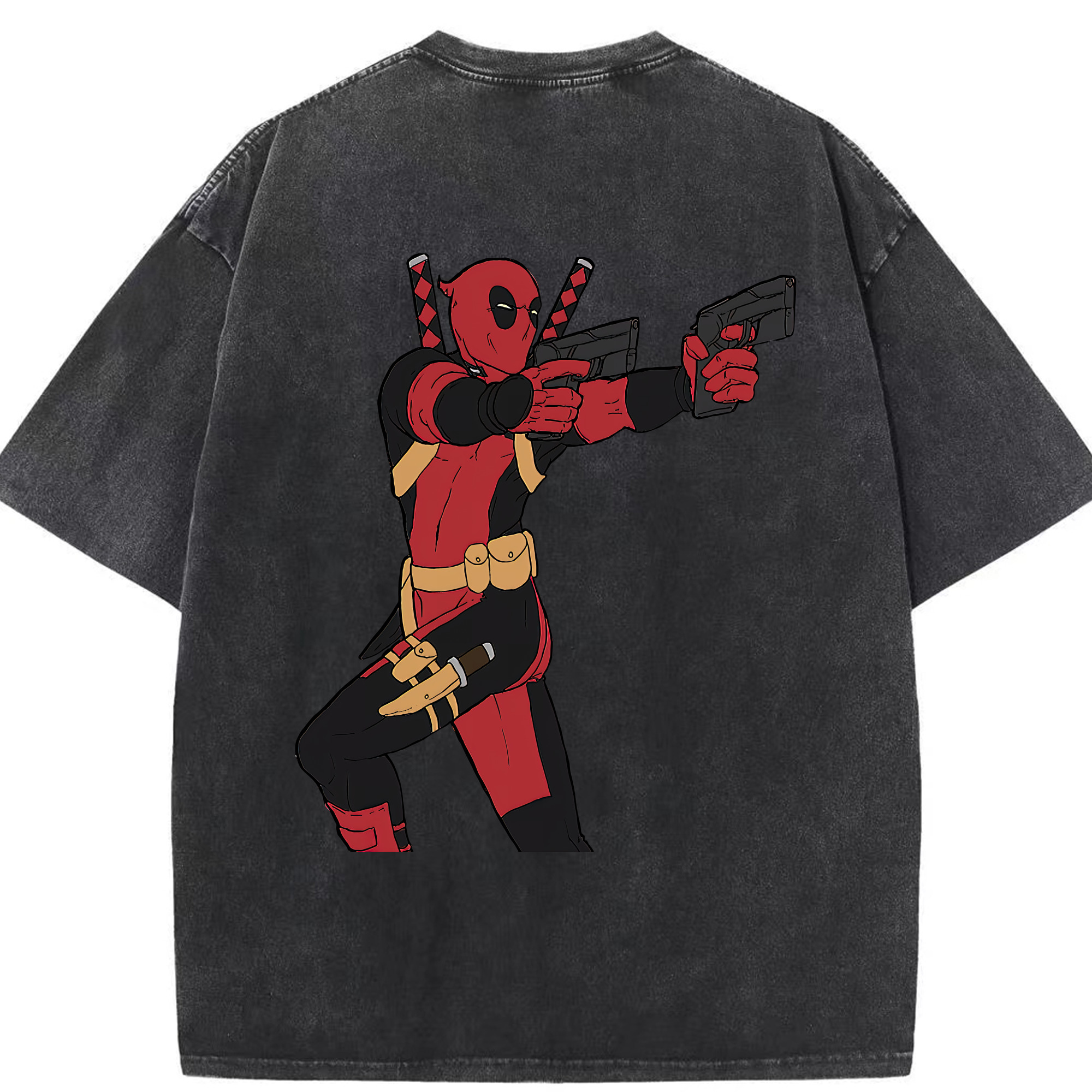（画像用） Deadpool デッドプール 綿100% ヴィンテージ風 半袖Tシャツ（背面プリント）