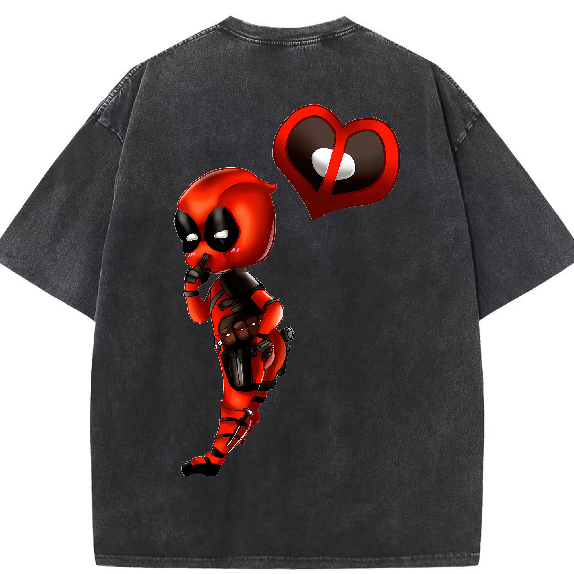 （画像用） Deadpool デッドプール 綿100% ヴィンテージ風 半袖Tシャツ（背面プリント）