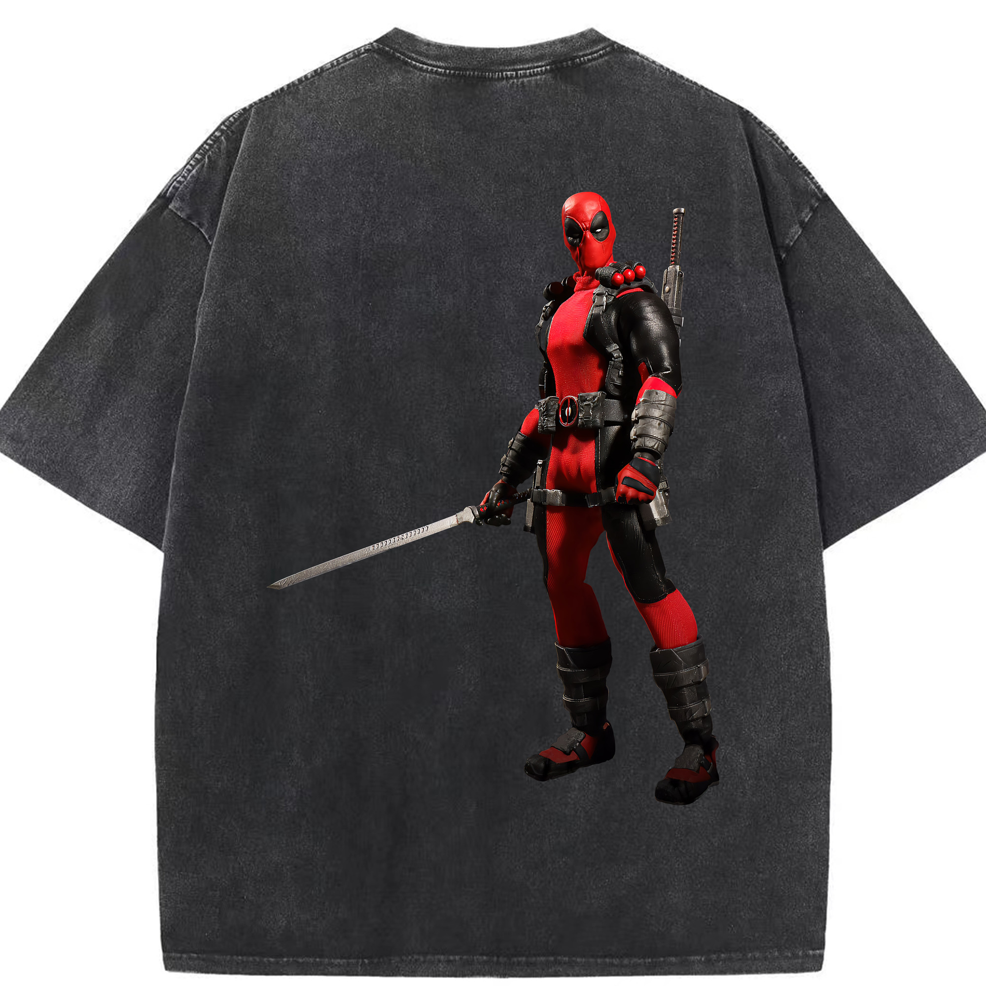 （画像用） Deadpool デッドプール 綿100% ヴィンテージ風 半袖Tシャツ（背面プリント）