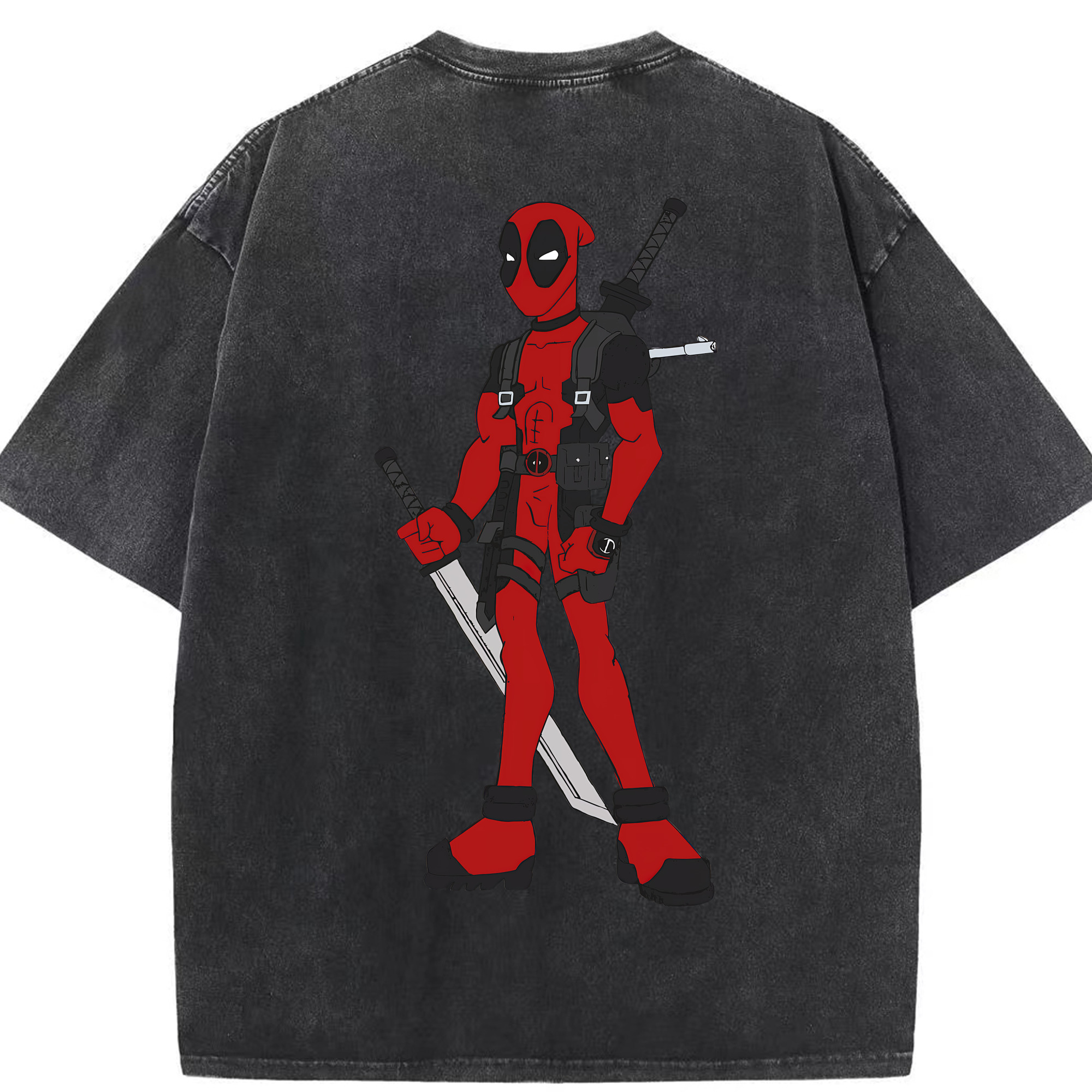 （画像用） Deadpool デッドプール 綿100% ヴィンテージ風 半袖Tシャツ（背面プリント）