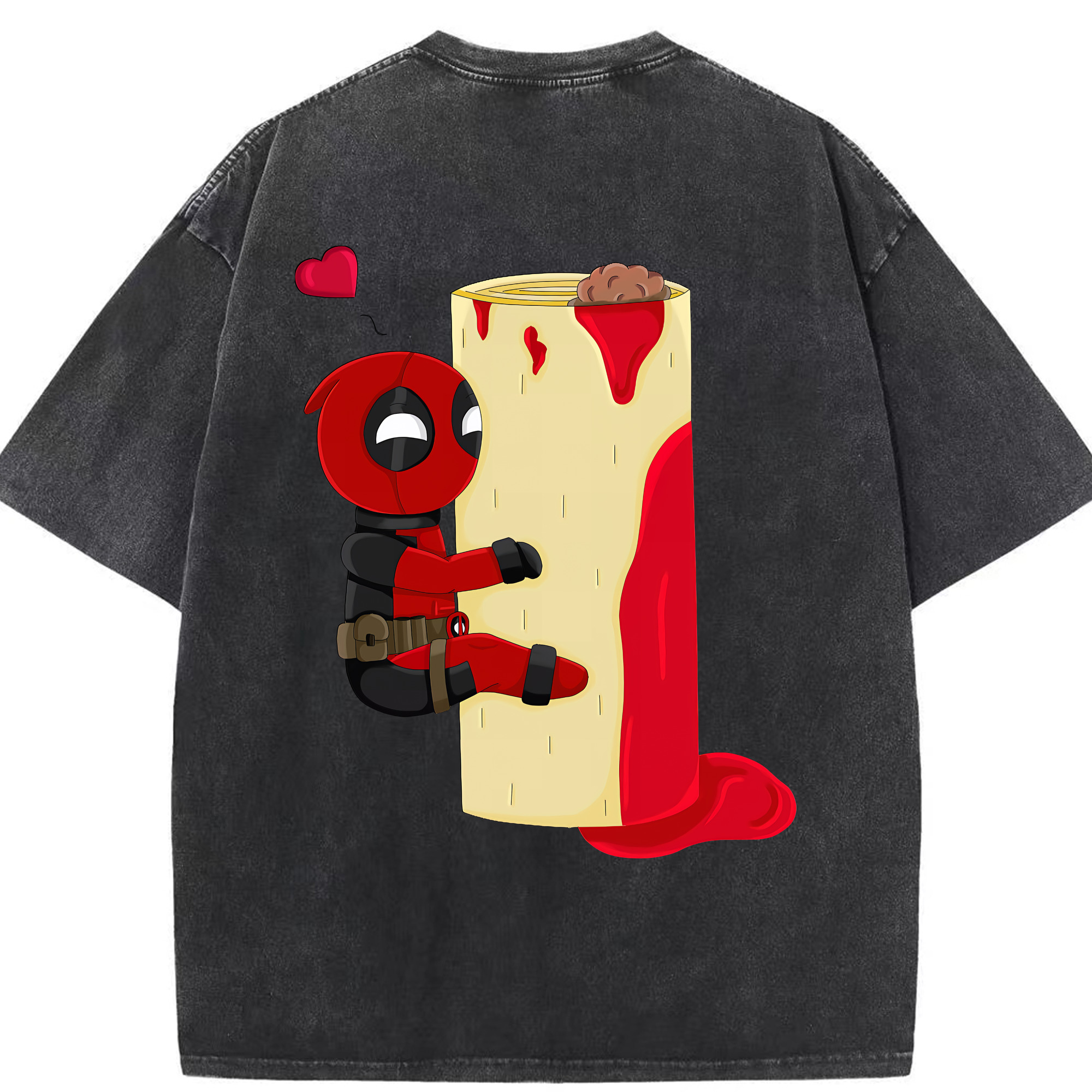 （画像用） Deadpool デッドプール 綿100% ヴィンテージ風 半袖Tシャツ（背面プリント）