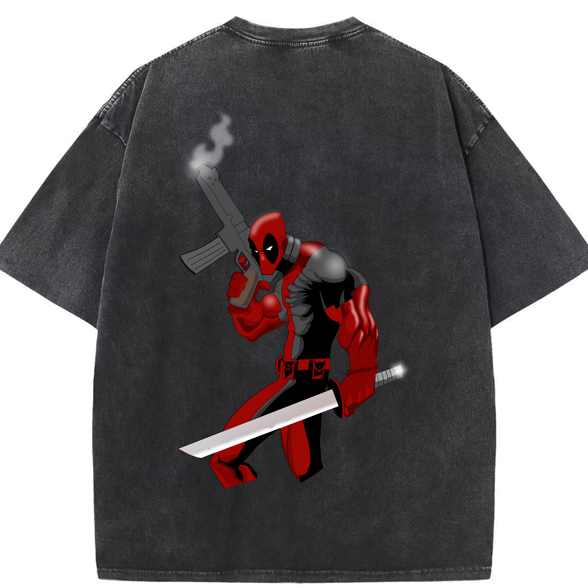 （画像用） Deadpool デッドプール 綿100% ヴィンテージ風 半袖Tシャツ（背面プリント）