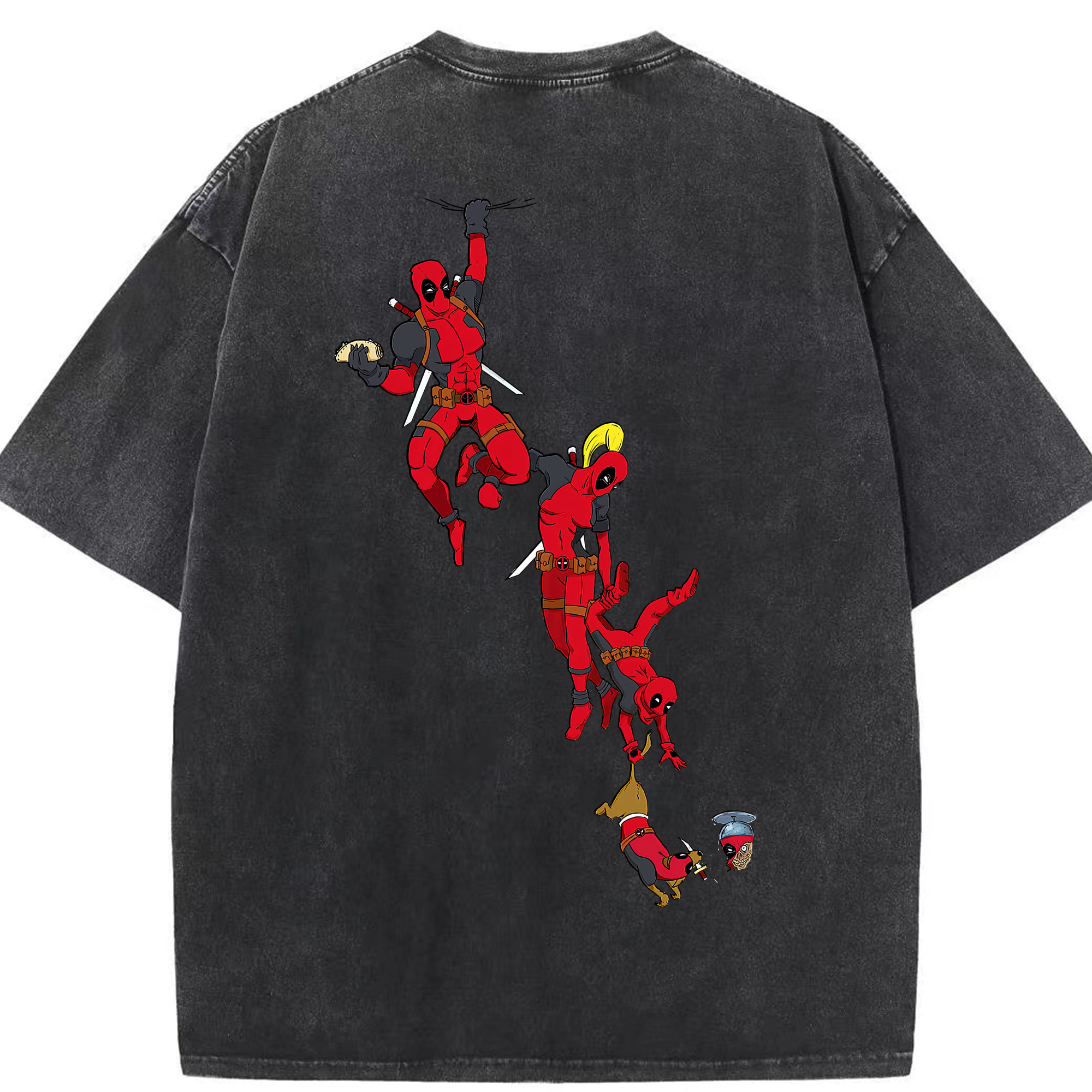 （画像用） Deadpool デッドプール 綿100% ヴィンテージ風 半袖Tシャツ（背面プリント）