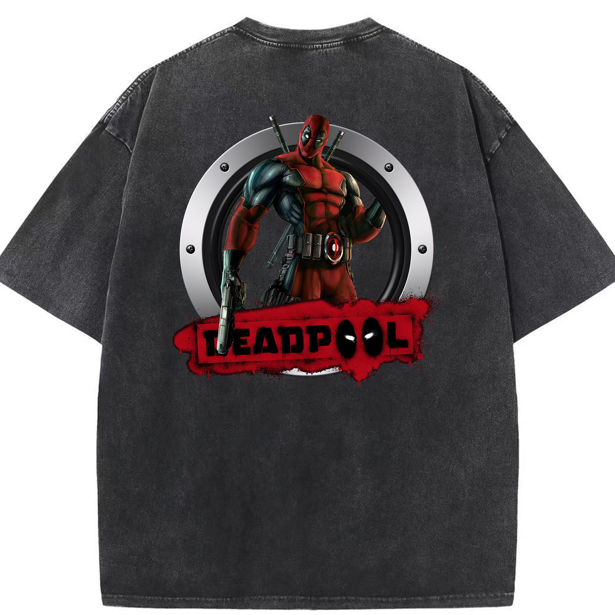 （画像用） Deadpool デッドプール 綿100% ヴィンテージ風 半袖Tシャツ（背面プリント）