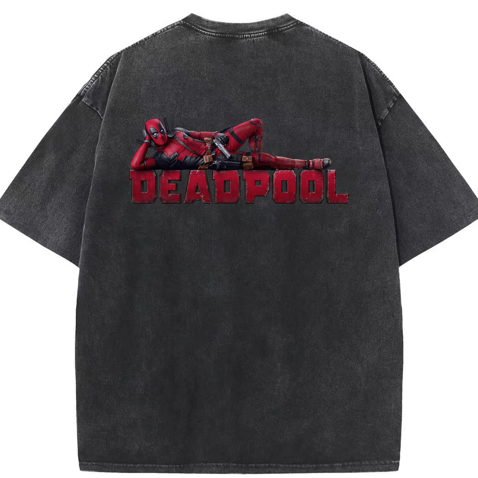 （画像用） Deadpool デッドプール 綿100% ヴィンテージ風 半袖Tシャツ（背面プリント）