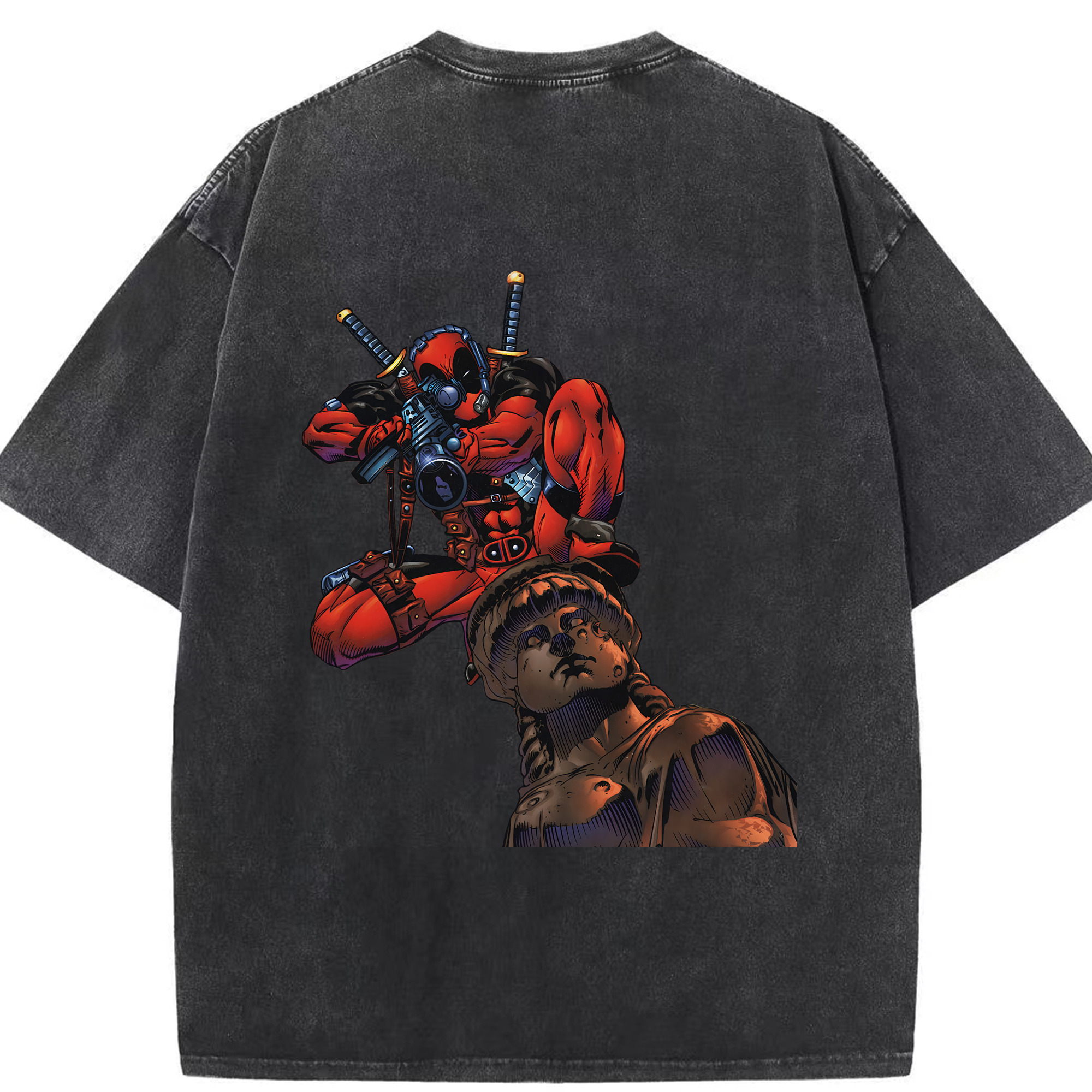 （画像用） Deadpool デッドプール 綿100% ヴィンテージ風 半袖Tシャツ（背面プリント）