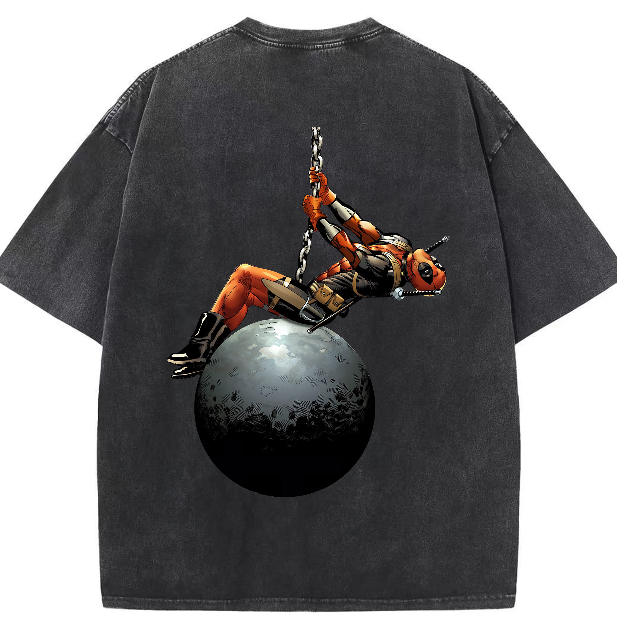 （画像用） Deadpool デッドプール 綿100% ヴィンテージ風 半袖Tシャツ（背面プリント）