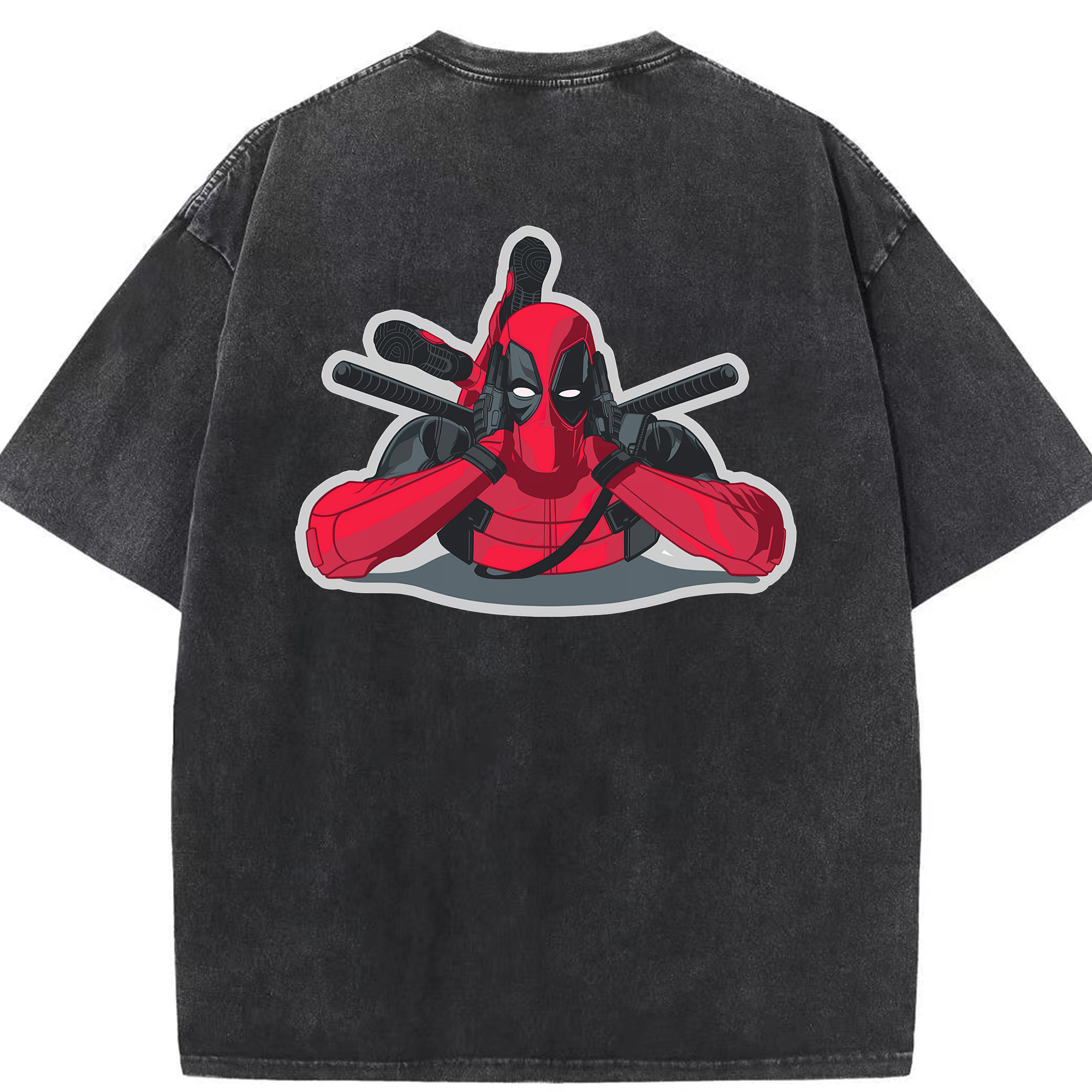 （画像用） Deadpool デッドプール 綿100% ヴィンテージ風 半袖Tシャツ（背面プリント）