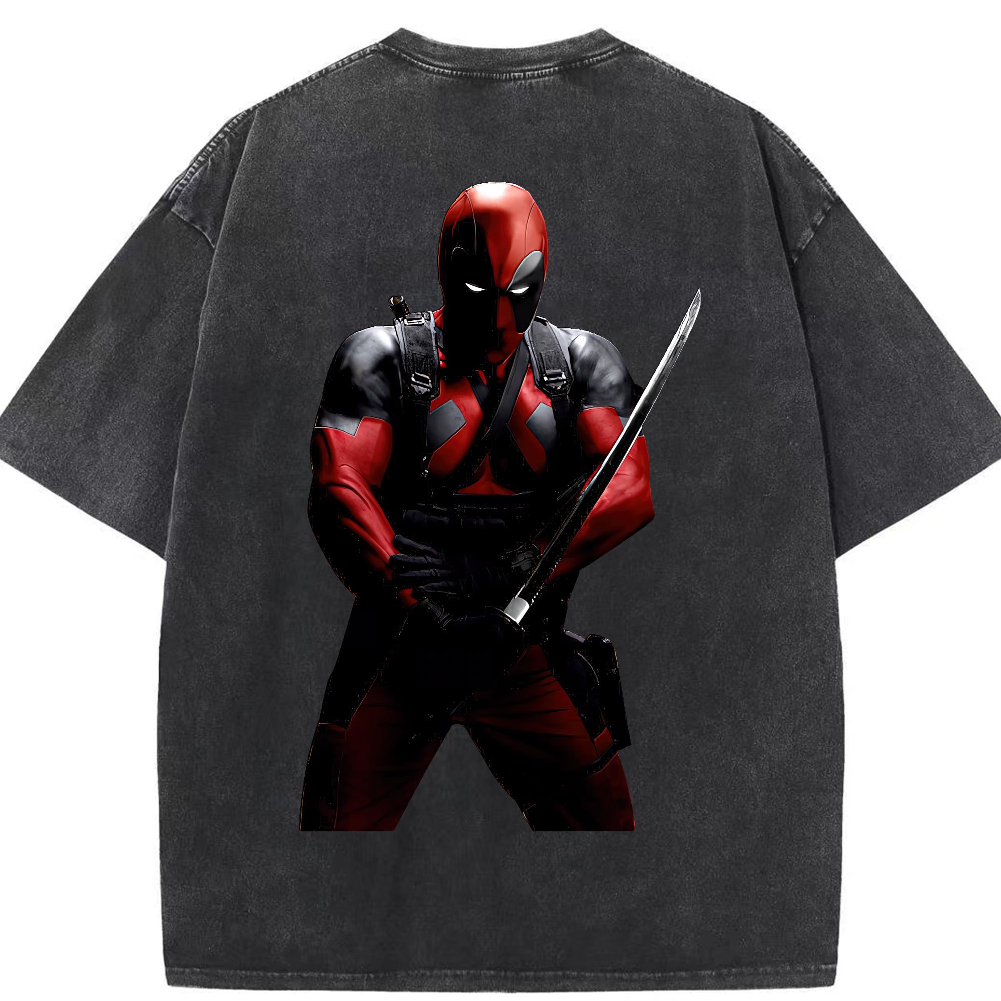 （画像用） Deadpool デッドプール 綿100% ヴィンテージ風 半袖Tシャツ（背面プリント）