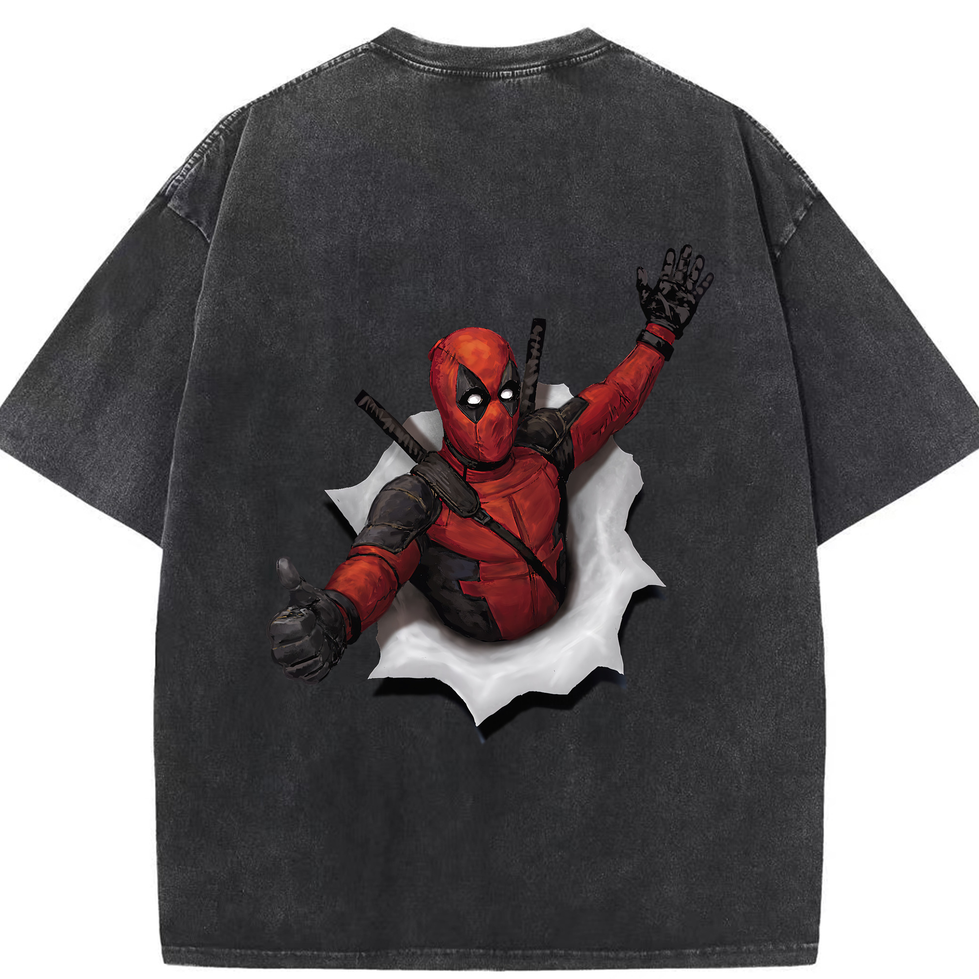 （画像用） Deadpool デッドプール 綿100% ヴィンテージ風 半袖Tシャツ（背面プリント）