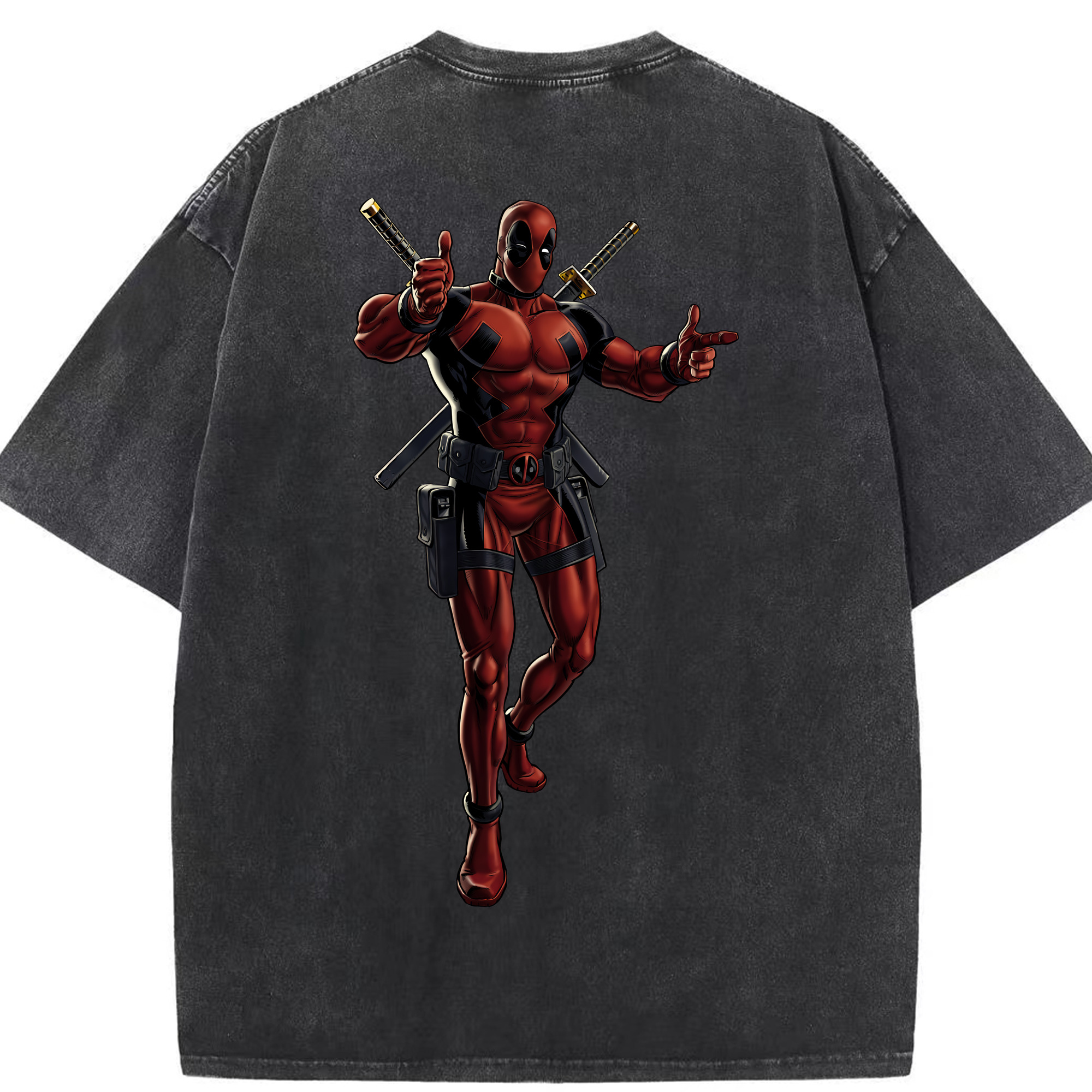 （画像用） Deadpool デッドプール 綿100% ヴィンテージ風 半袖Tシャツ（背面プリント）