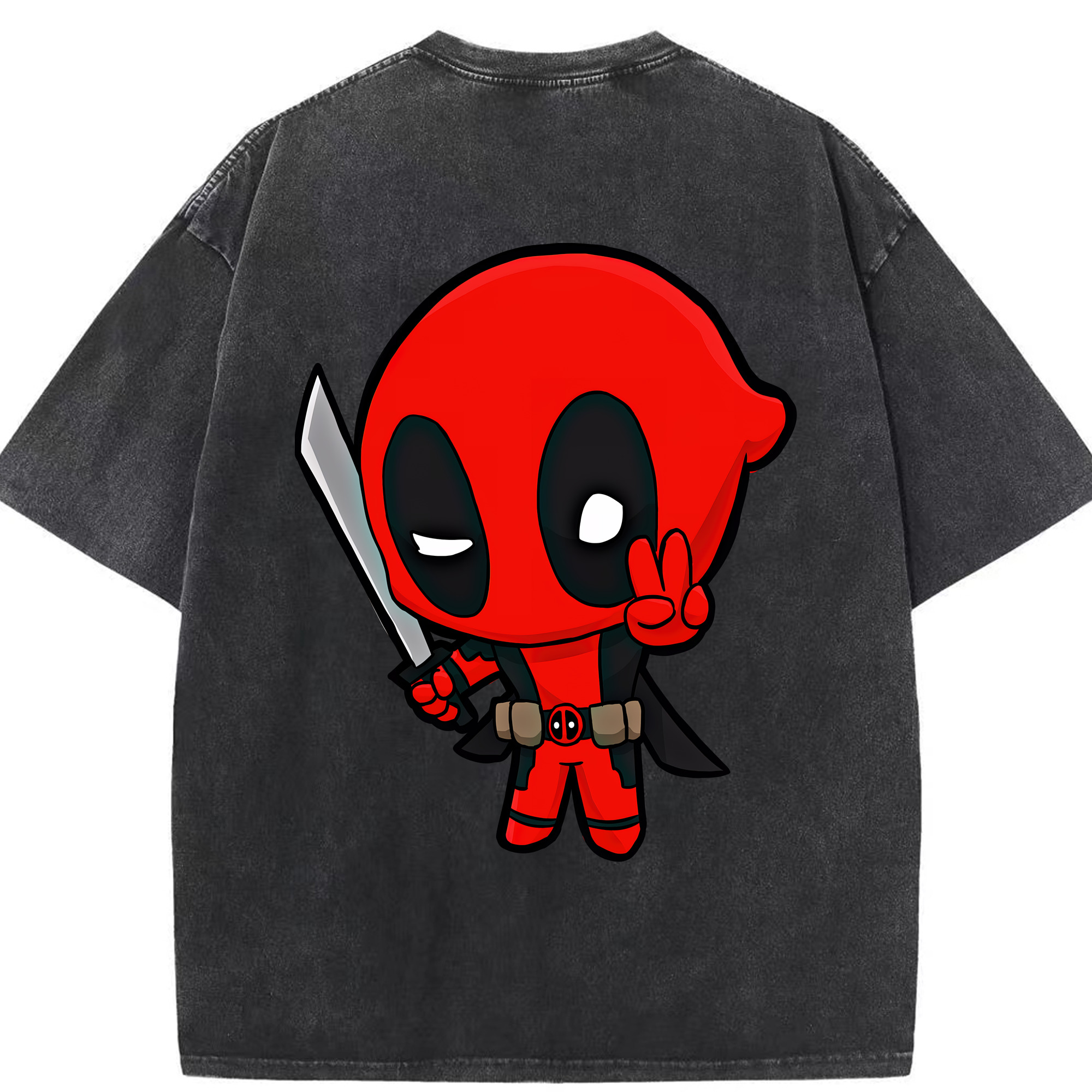 （画像用） Deadpool デッドプール 綿100% ヴィンテージ風 半袖Tシャツ（背面プリント）