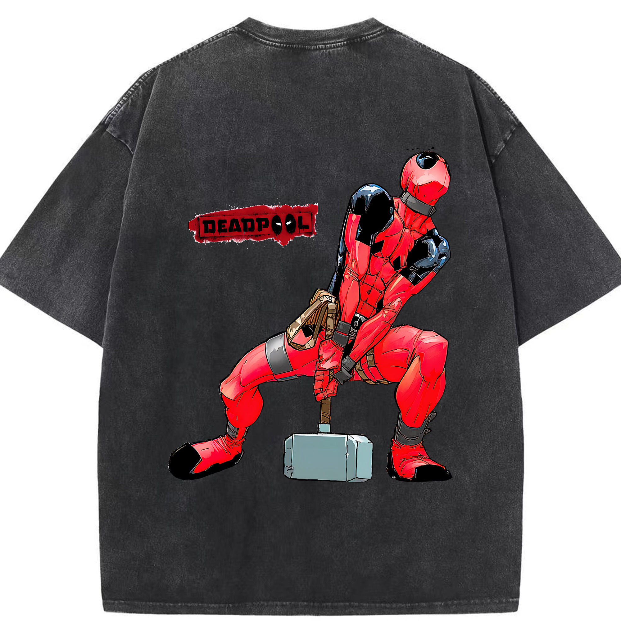（画像用） Deadpool デッドプール 綿100% ヴィンテージ風 半袖Tシャツ（背面プリント）