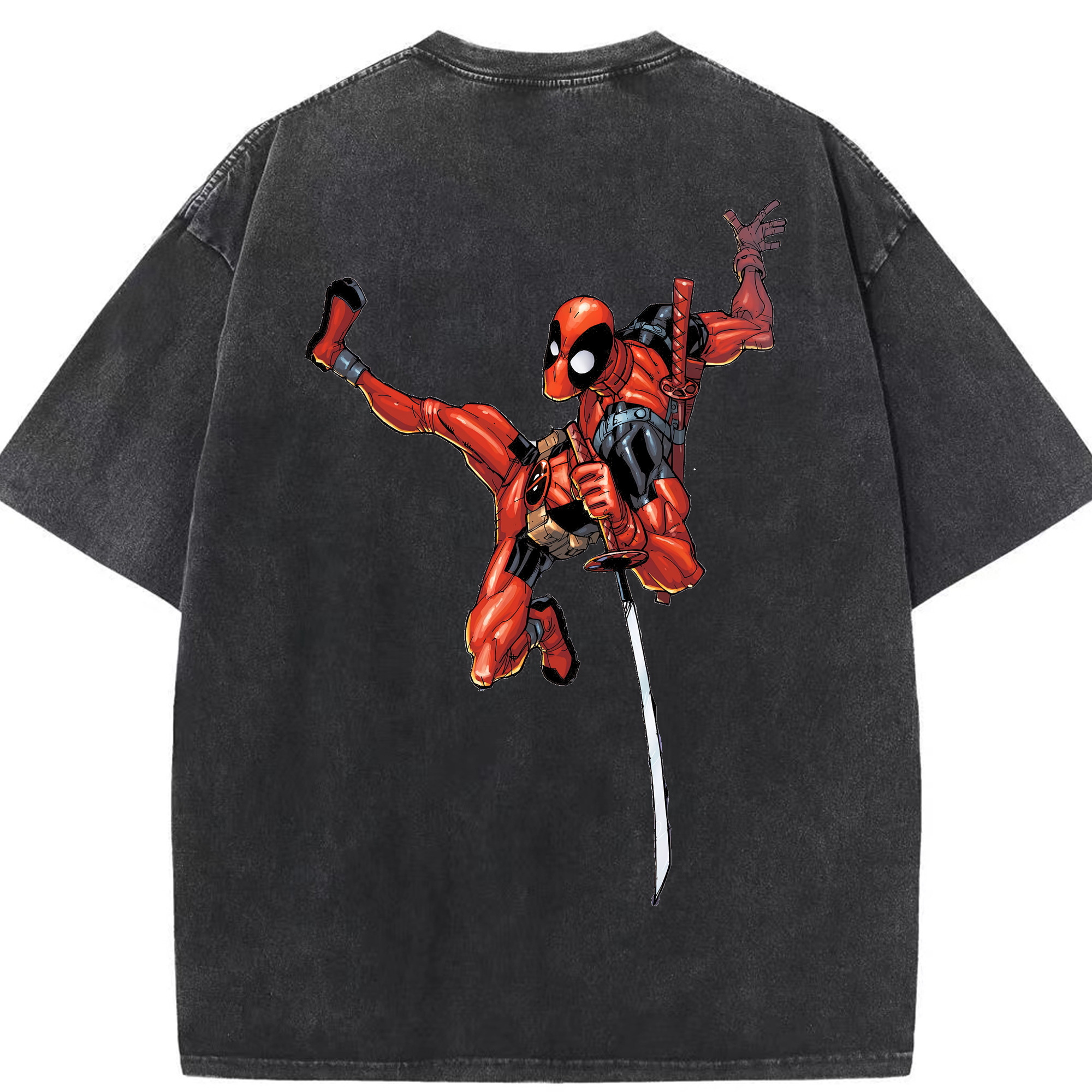 （画像用） Deadpool デッドプール 綿100% ヴィンテージ風 半袖Tシャツ（背面プリント）