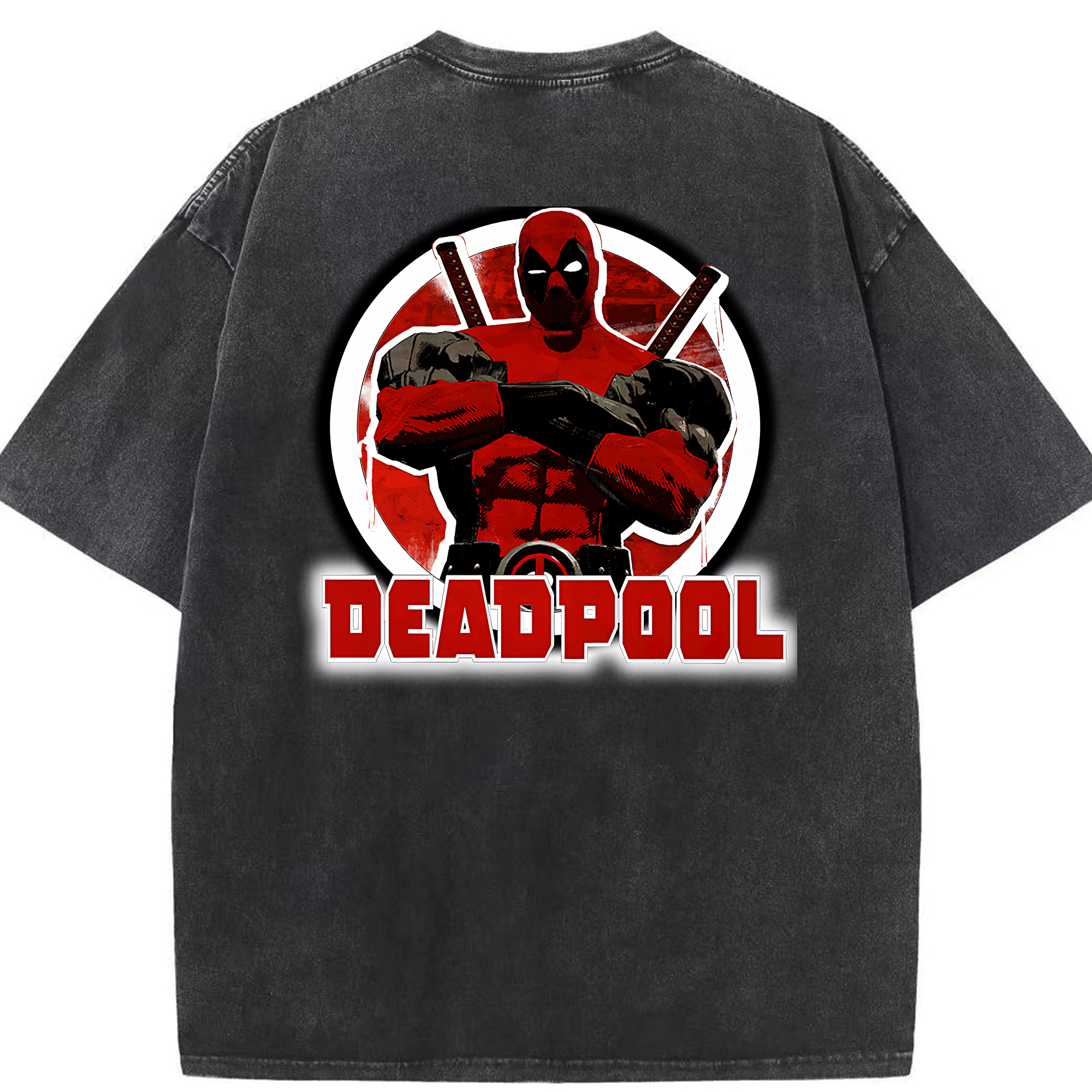 （画像用） Deadpool デッドプール 綿100% ヴィンテージ風 半袖Tシャツ（背面プリント）