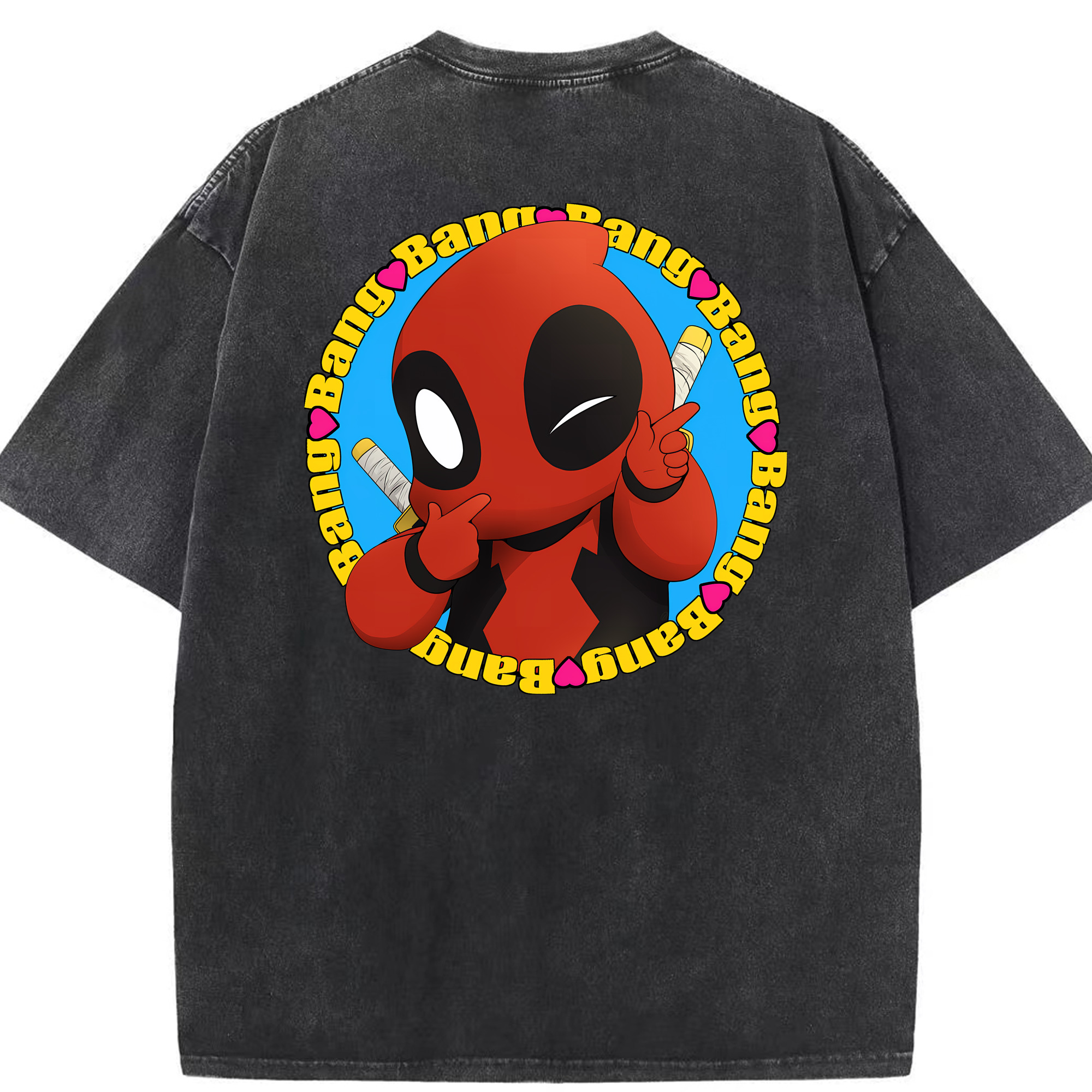 （画像用） Deadpool デッドプール 綿100% ヴィンテージ風 半袖Tシャツ（背面プリント）