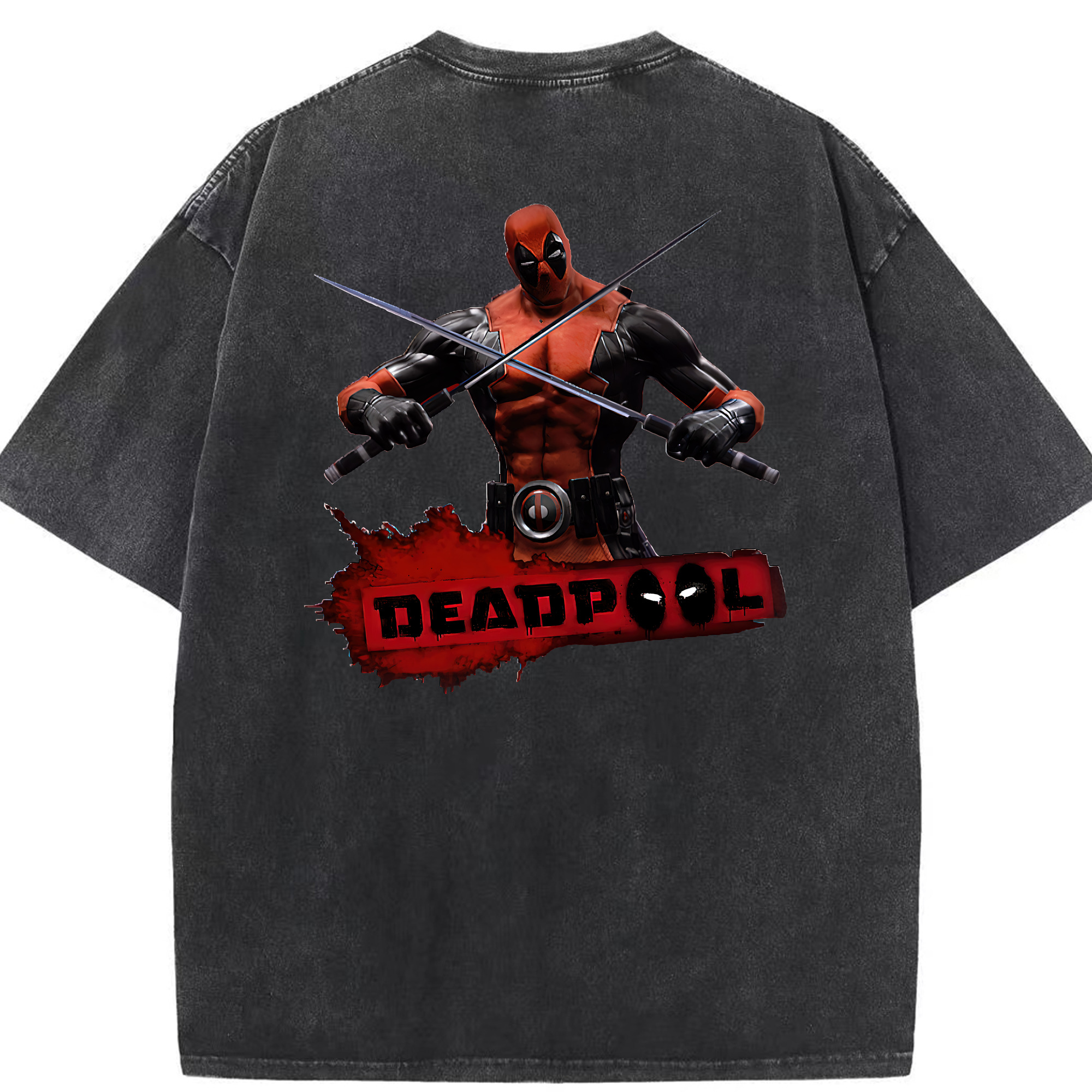 （画像用） Deadpool デッドプール 綿100% ヴィンテージ風 半袖Tシャツ（背面プリント）