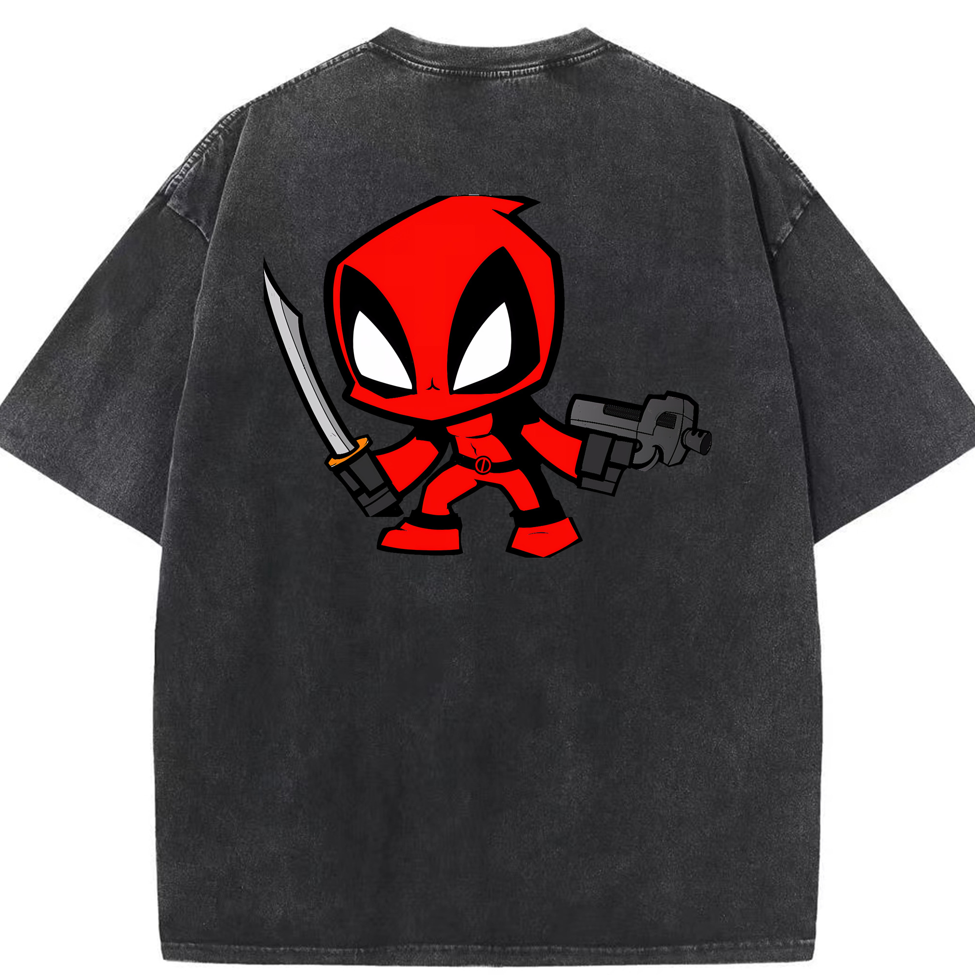 （画像用） Deadpool デッドプール 綿100% ヴィンテージ風 半袖Tシャツ（背面プリント）