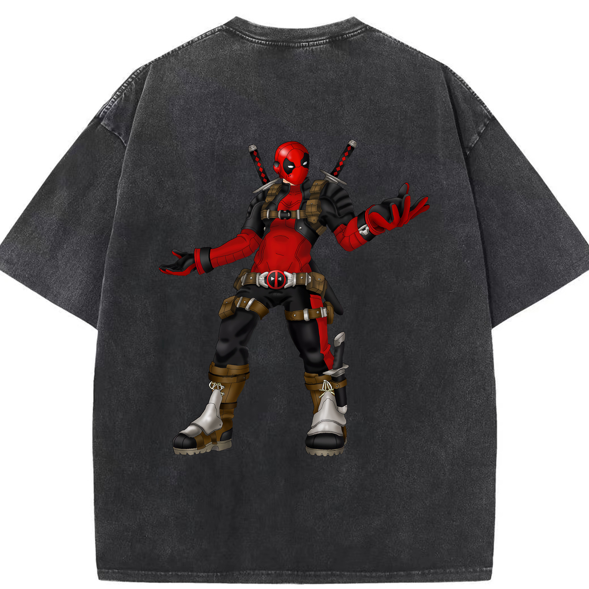 （画像用） Deadpool デッドプール 綿100% ヴィンテージ風 半袖Tシャツ（背面プリント）