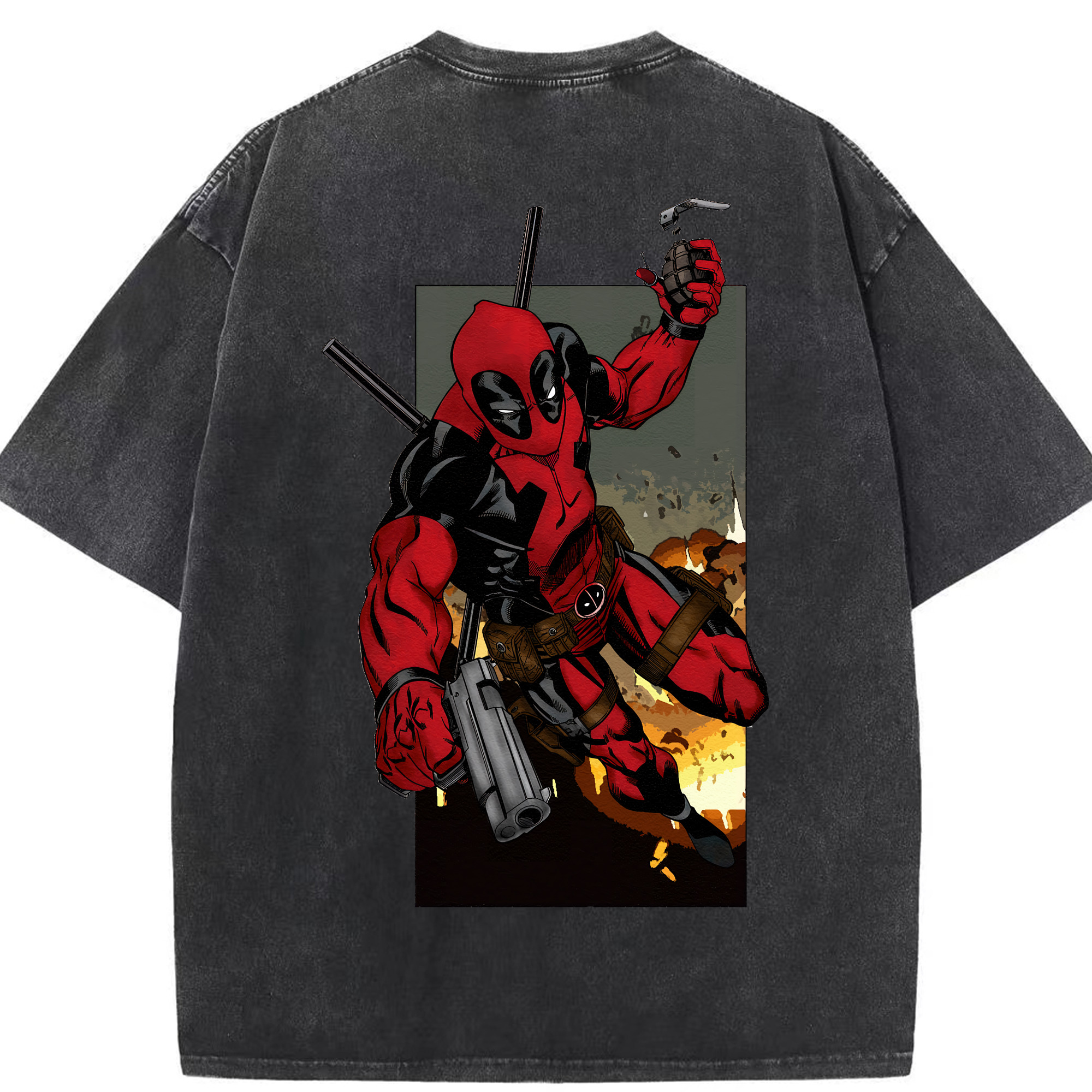 （画像用） Deadpool デッドプール 綿100% ヴィンテージ風 半袖Tシャツ（背面プリント）