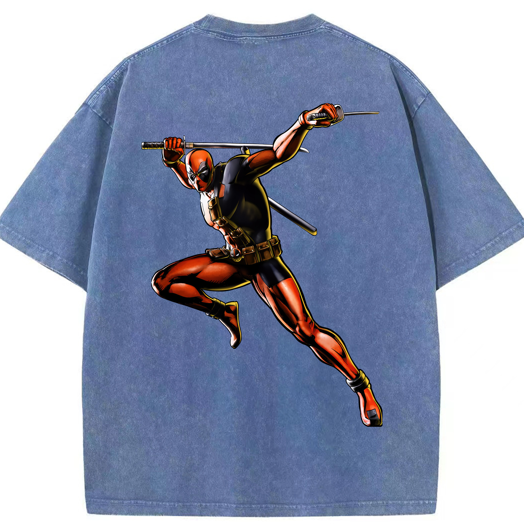 （画像用） Deadpool デッドプール 綿100% ヴィンテージ風 半袖Tシャツ（背面プリント）