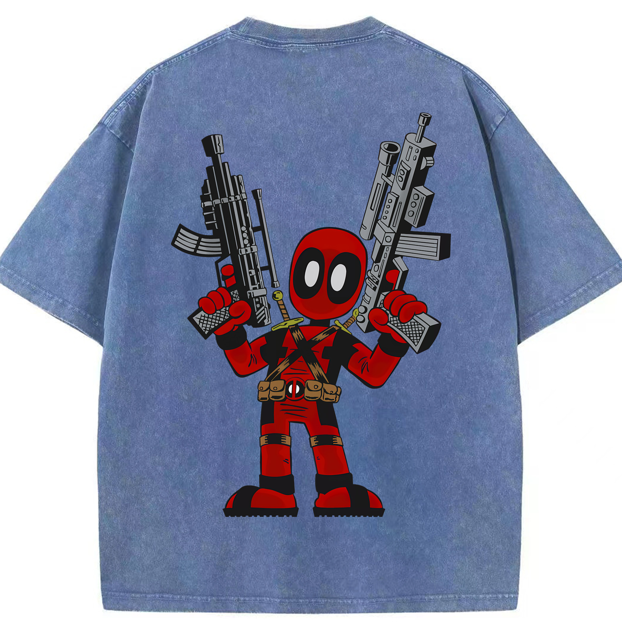 （画像用） Deadpool デッドプール 綿100% ヴィンテージ風 半袖Tシャツ（背面プリント）