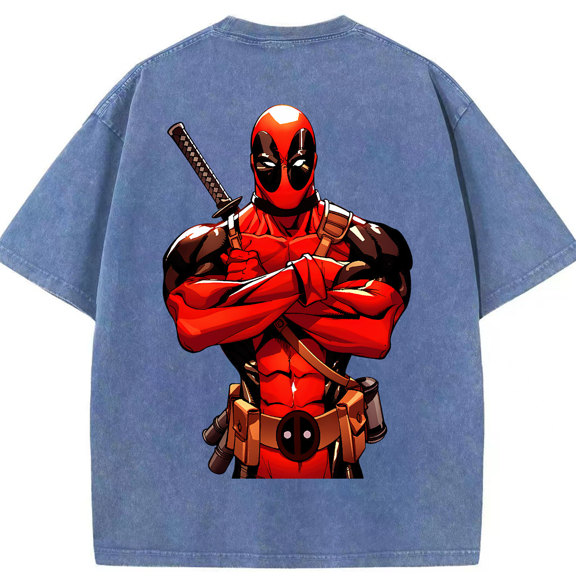 （画像用） Deadpool デッドプール 綿100% ヴィンテージ風 半袖Tシャツ（背面プリント）