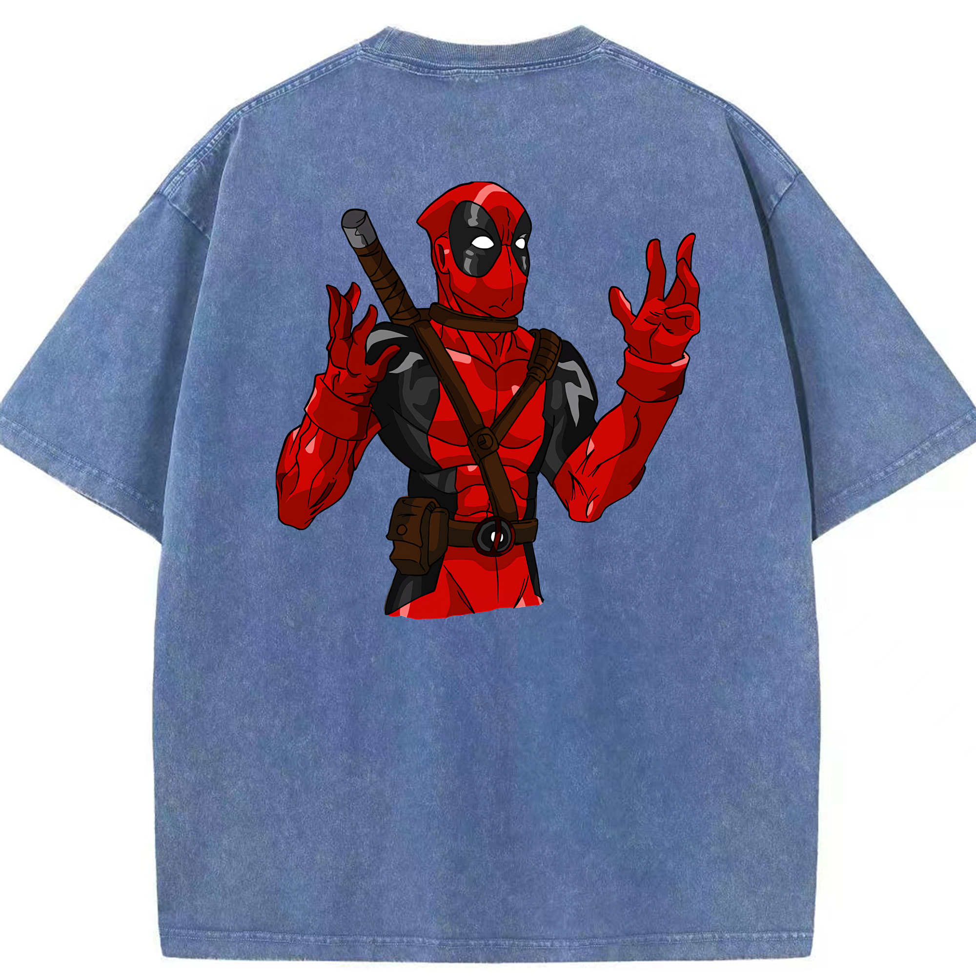 （画像用） Deadpool デッドプール 綿100% ヴィンテージ風 半袖Tシャツ（背面プリント）