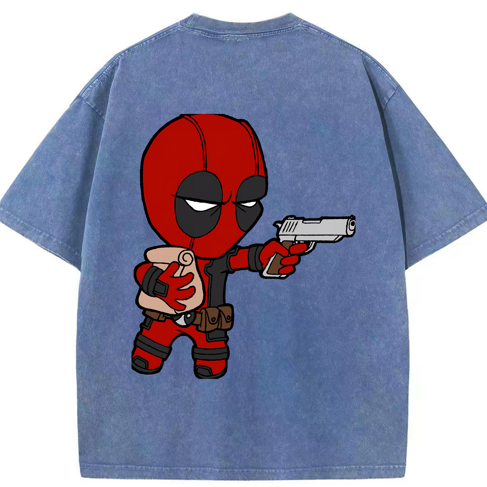 （画像用） Deadpool デッドプール 綿100% ヴィンテージ風 半袖Tシャツ（背面プリント）