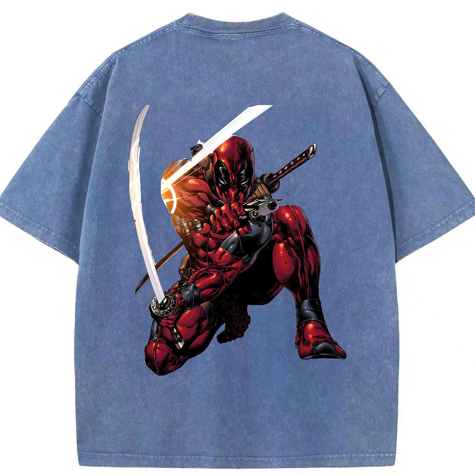 （画像用） Deadpool デッドプール 綿100% ヴィンテージ風 半袖Tシャツ（背面プリント）