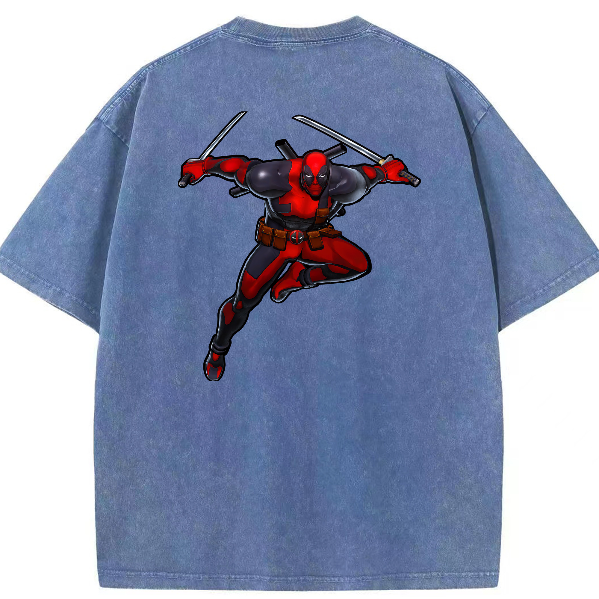 （画像用） Deadpool デッドプール 綿100% ヴィンテージ風 半袖Tシャツ（背面プリント）