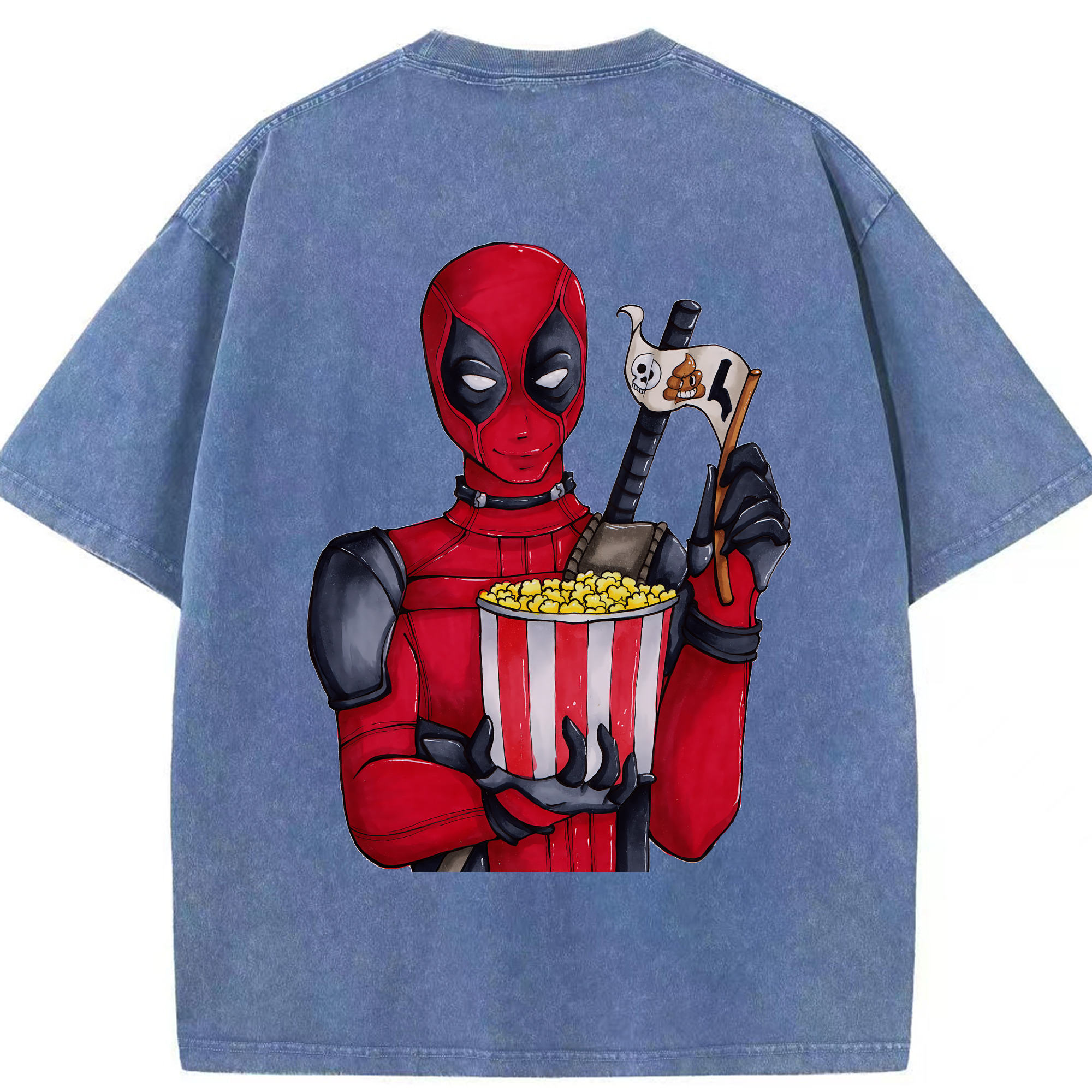 （画像用） Deadpool デッドプール 綿100% ヴィンテージ風 半袖Tシャツ（背面プリント）